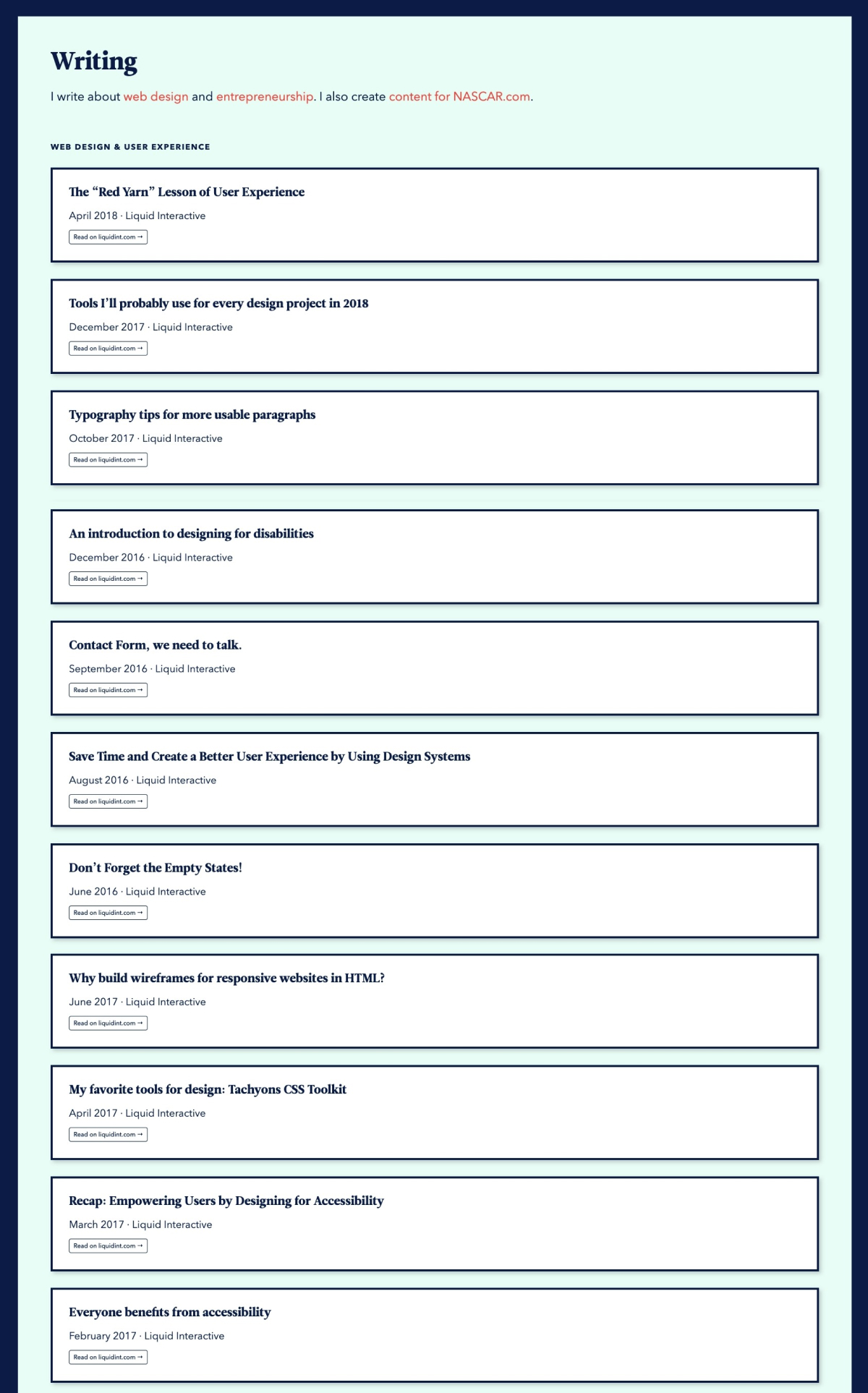 Steve Luvender portfolio screenshot