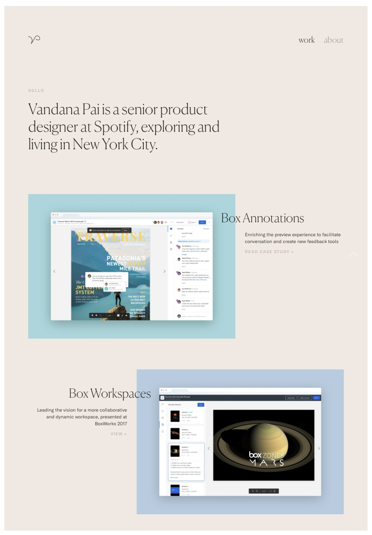 Vandana Pai portfolio screenshot