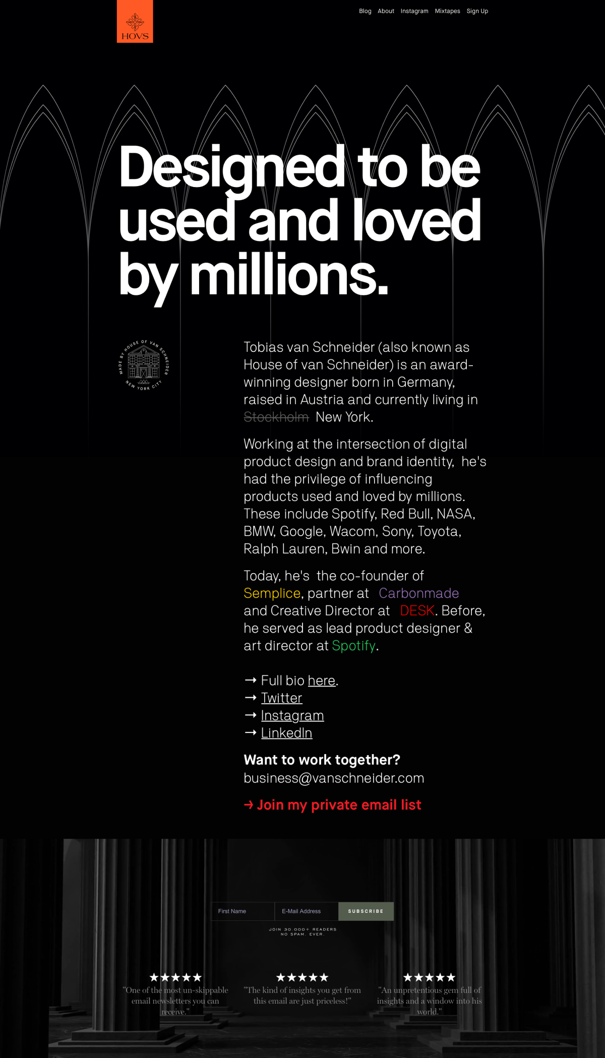 Tobias van Schneider portfolio screenshot