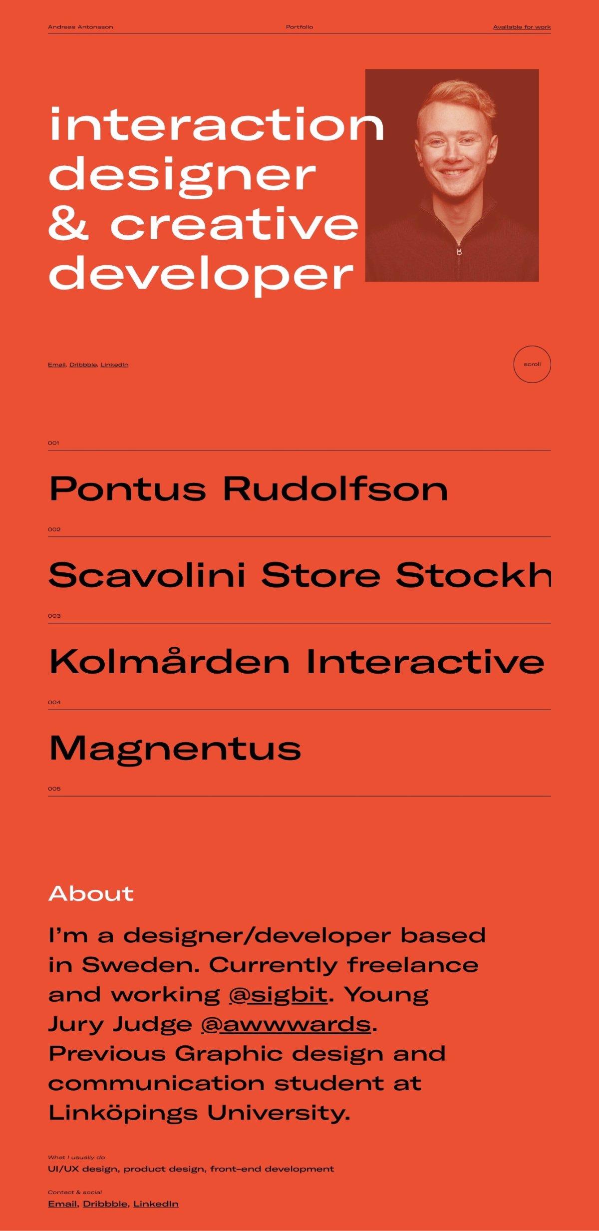 Andreas Antonsson portfolio screenshot