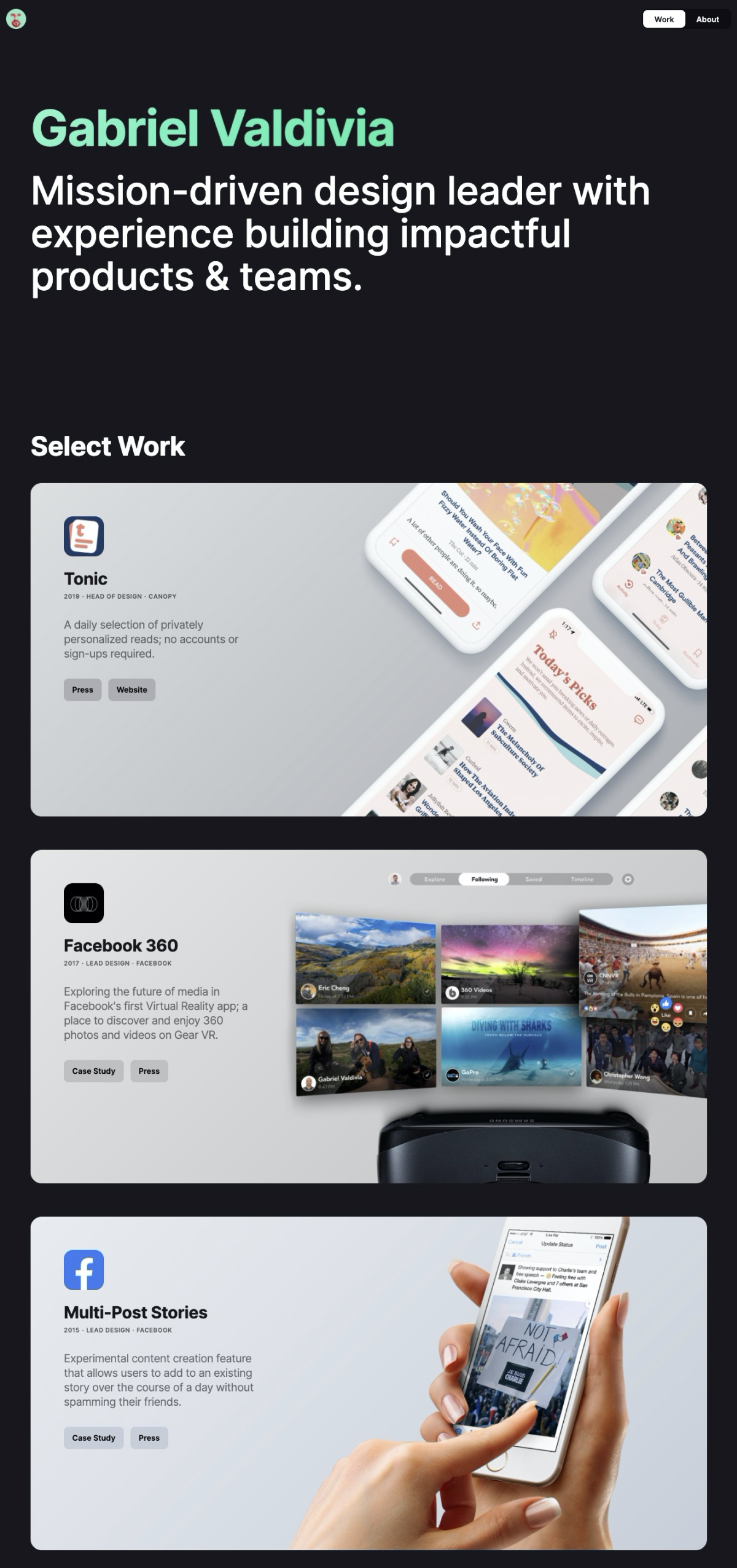 Gabriel Valdivia portfolio screenshot