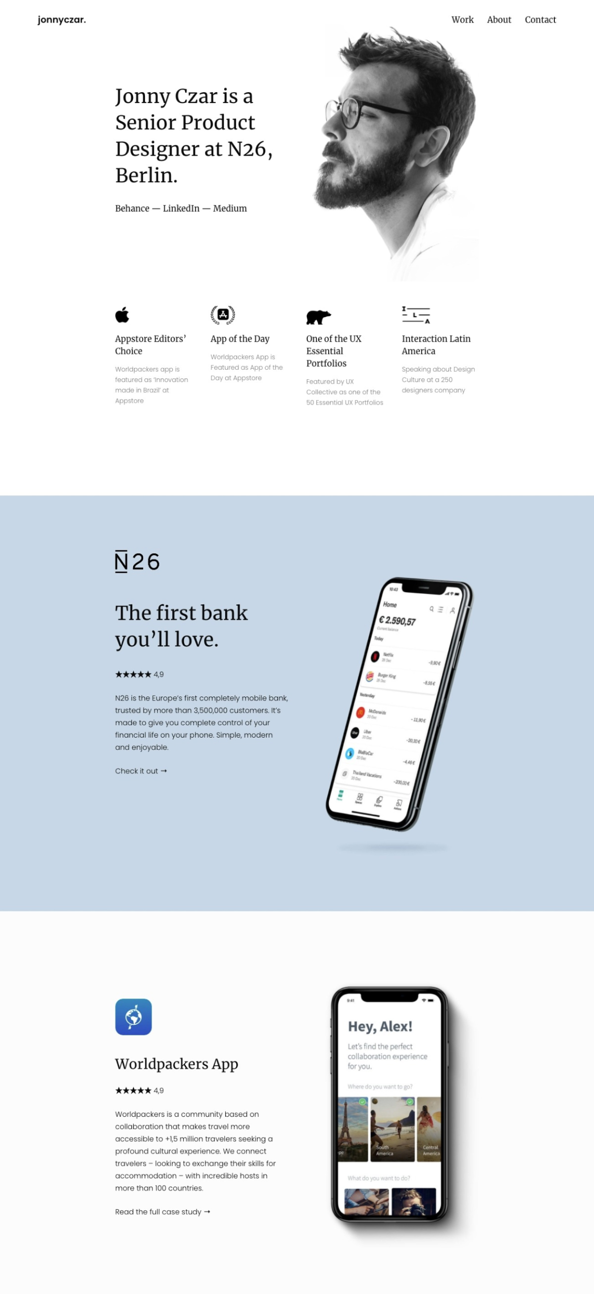 Jonny Czar portfolio screenshot