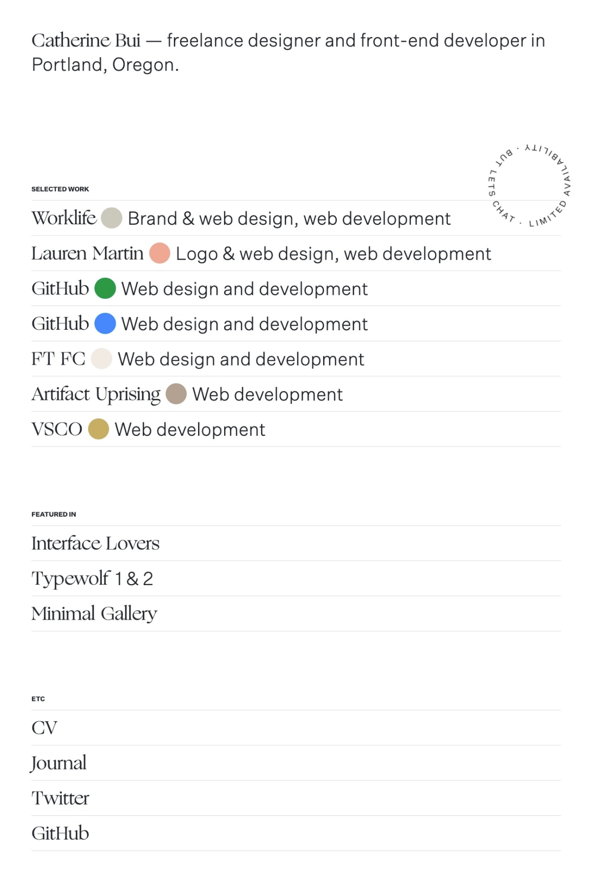 Catherine Bui portfolio screenshot