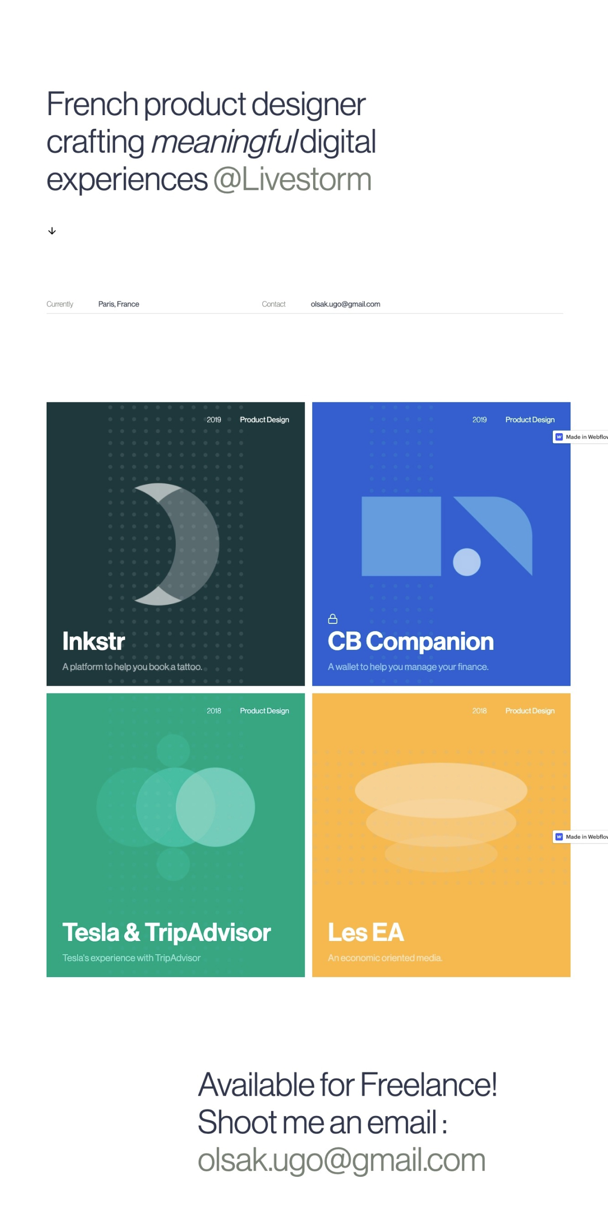 Ugo Olsak portfolio screenshot
