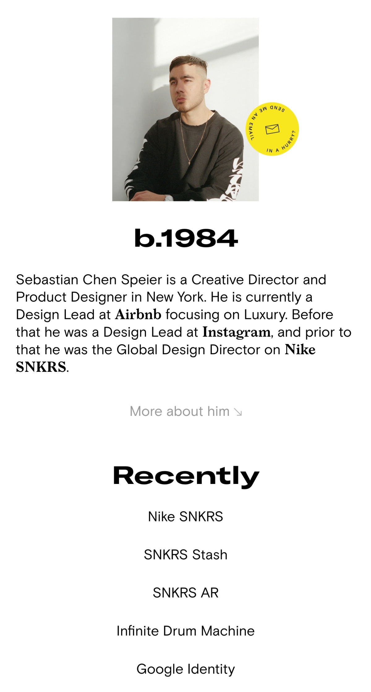 Sebastian Chen Speier portfolio screenshot