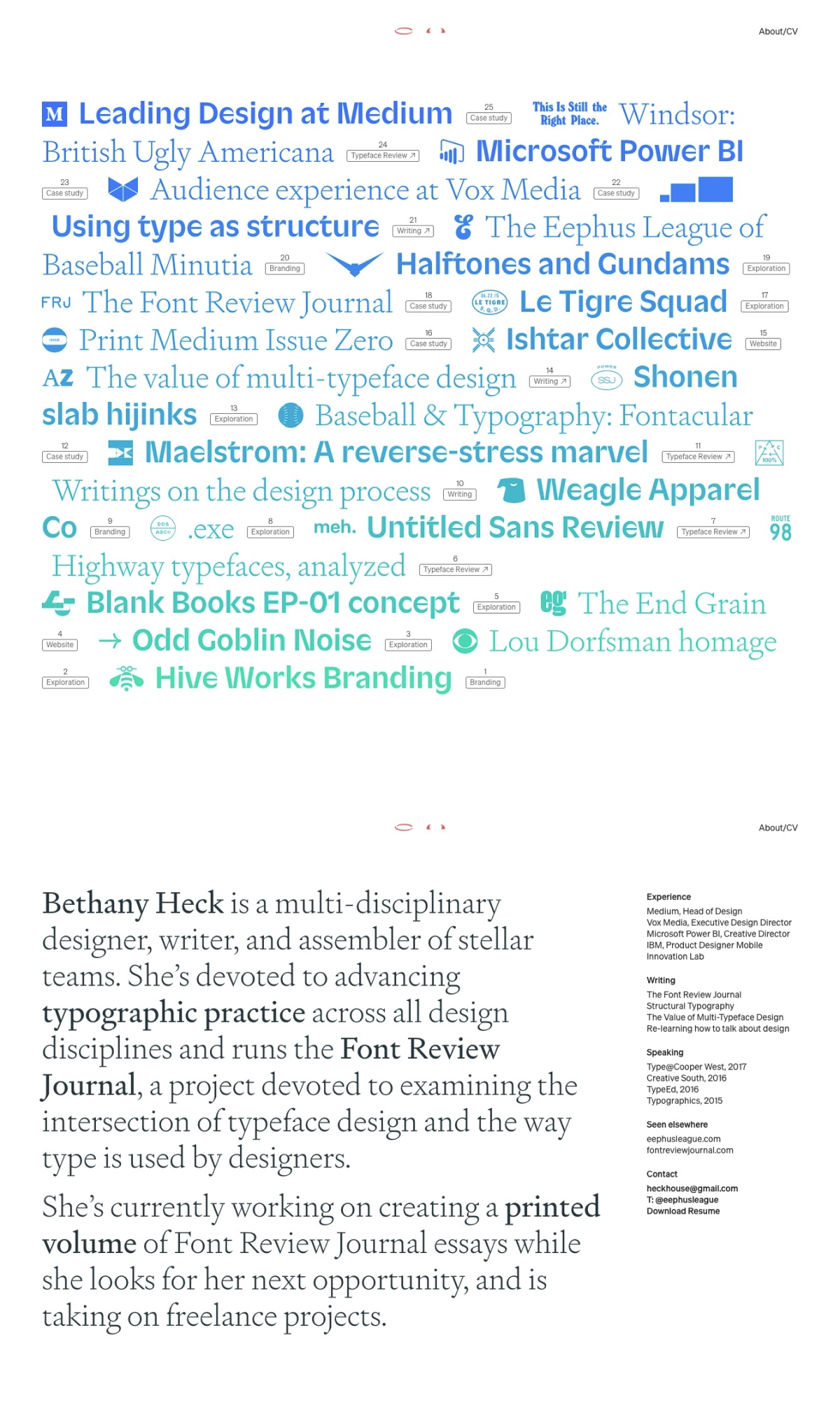 Bethany Heck portfolio screenshot