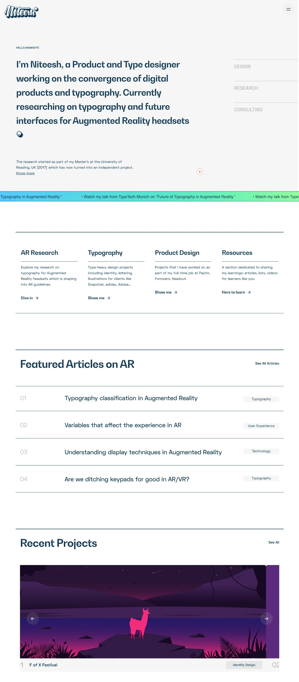 Niteesh Yadav portfolio screenshot