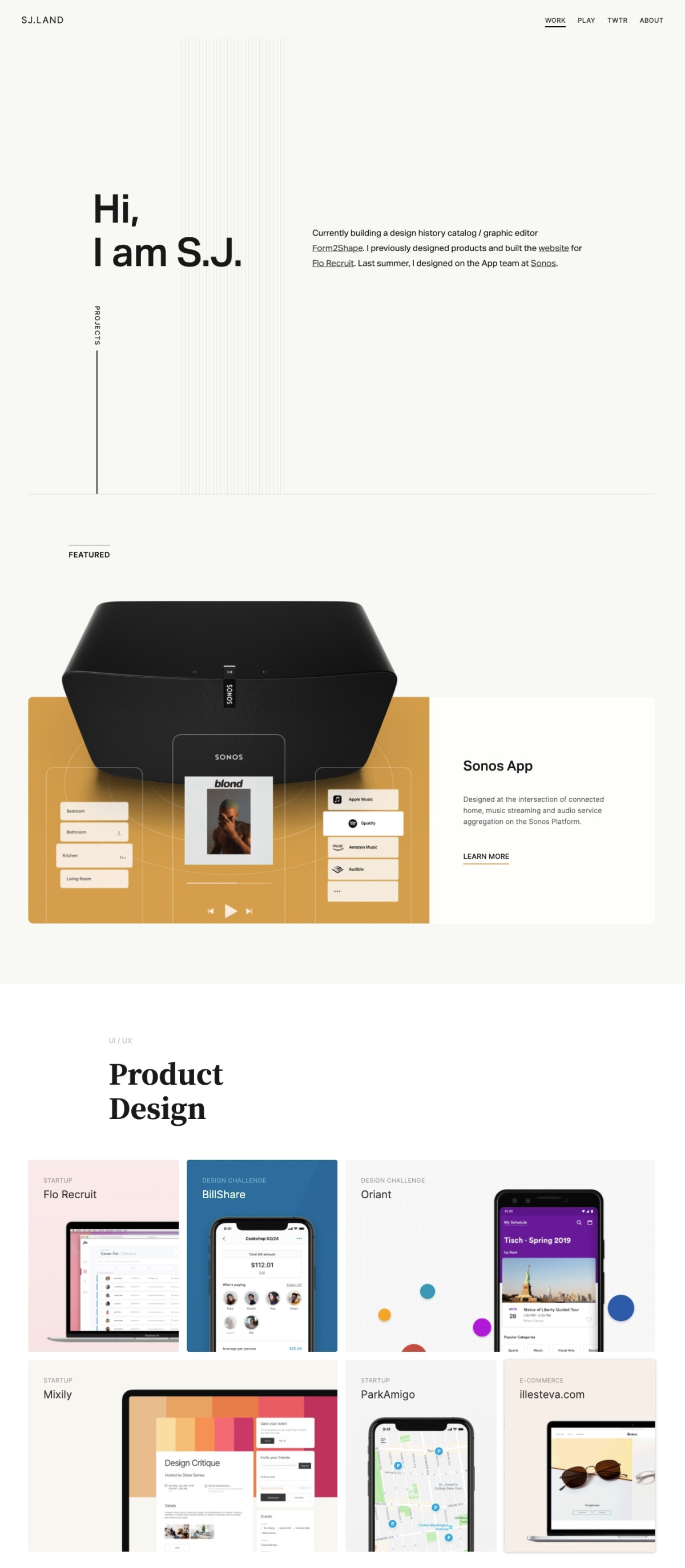 S.J. Zhang portfolio screenshot