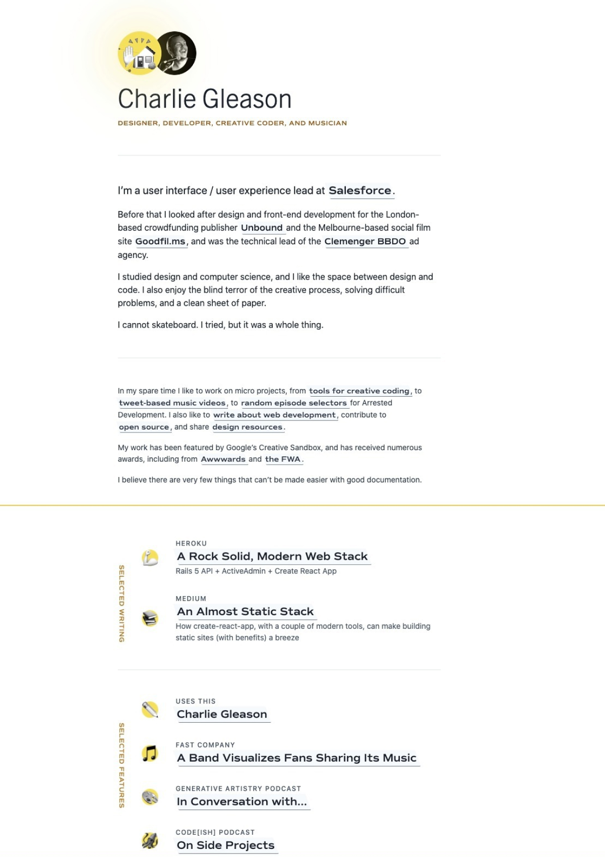 Charlie Gleason portfolio screenshot