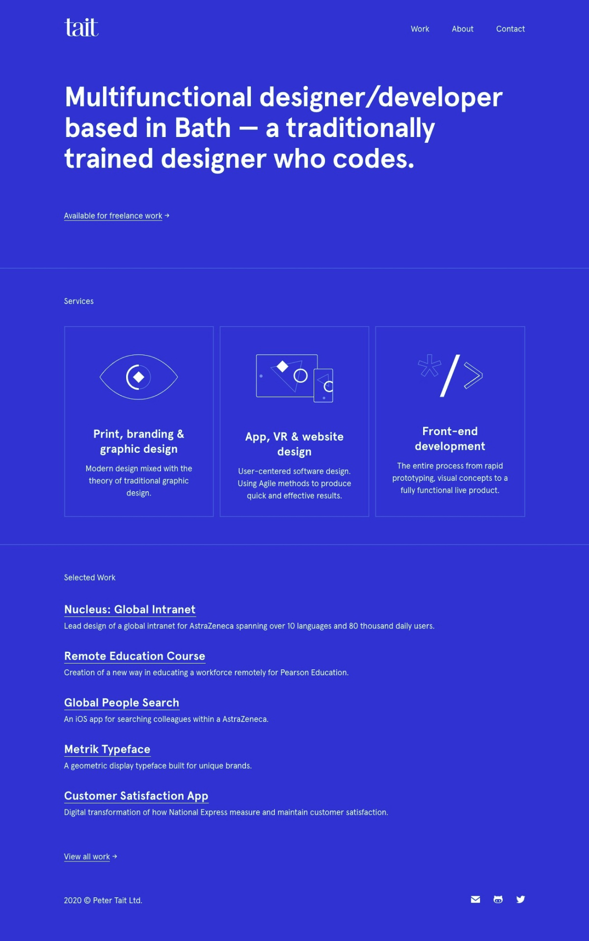 Peter Tait portfolio screenshot