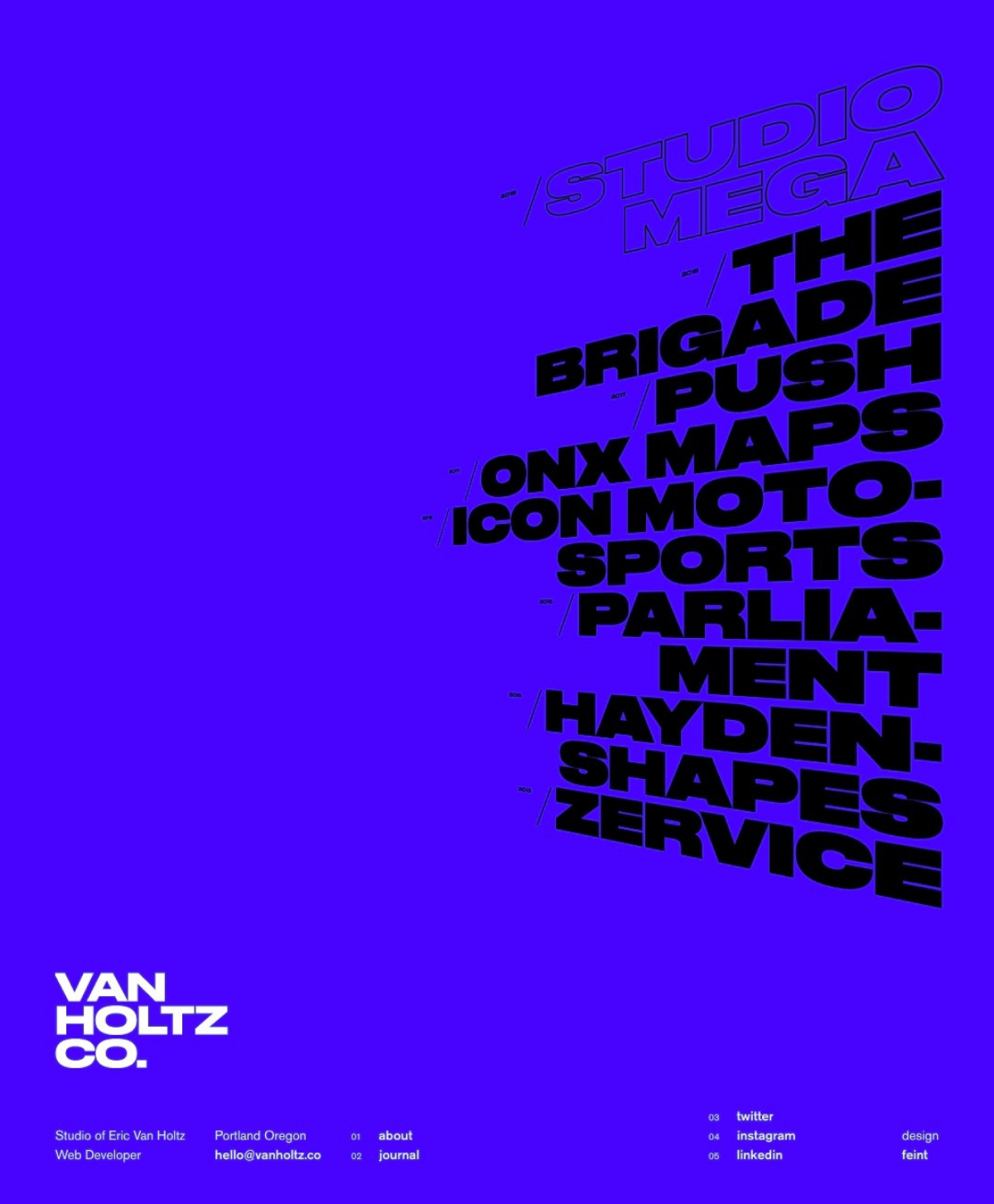 Van Holtz portfolio screenshot