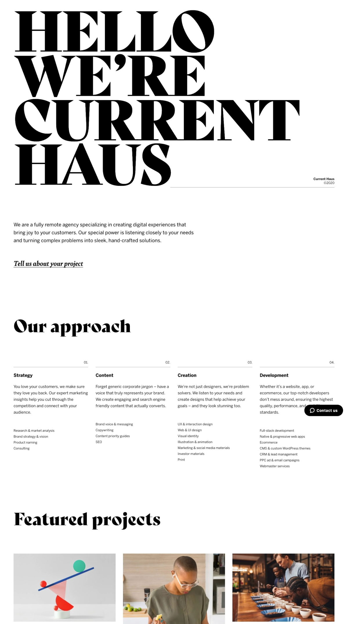 Current Haus portfolio screenshot