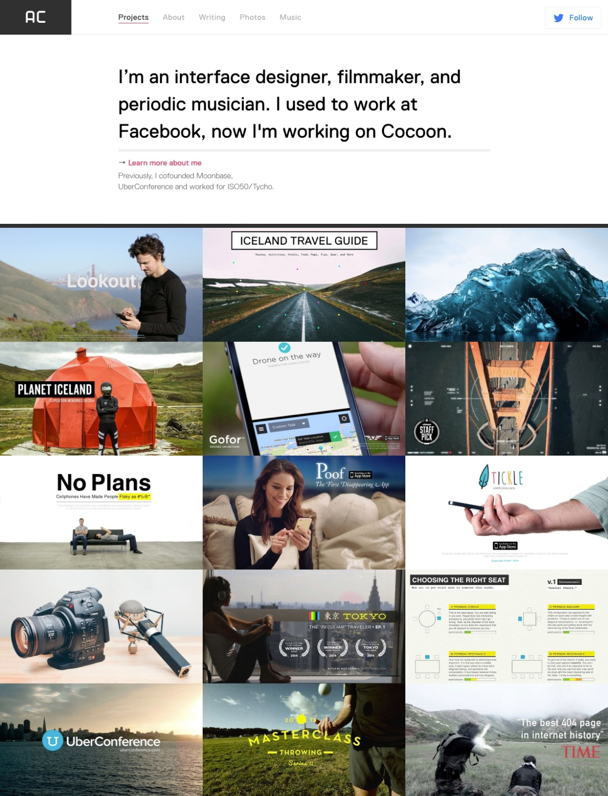 Alex Cornell portfolio screenshot
