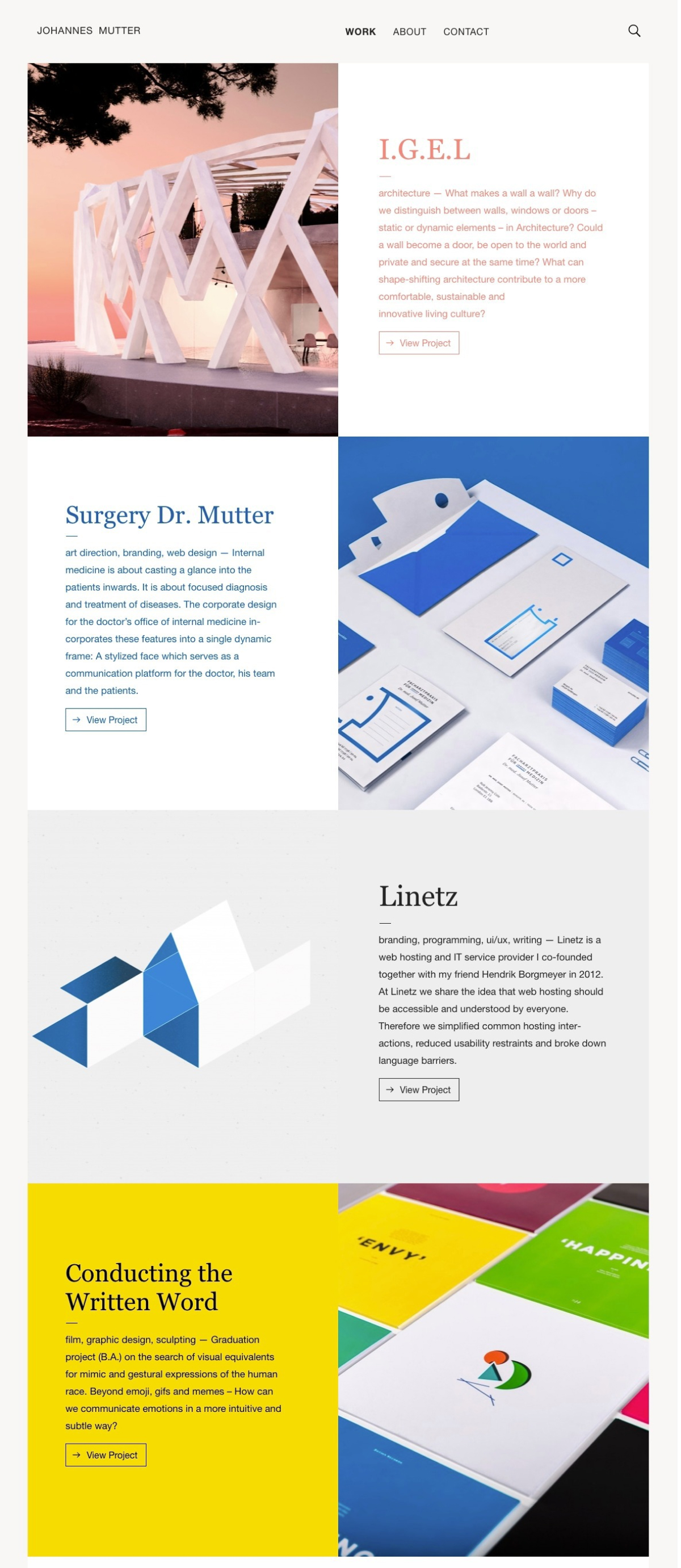 Johannes Mutter portfolio screenshot