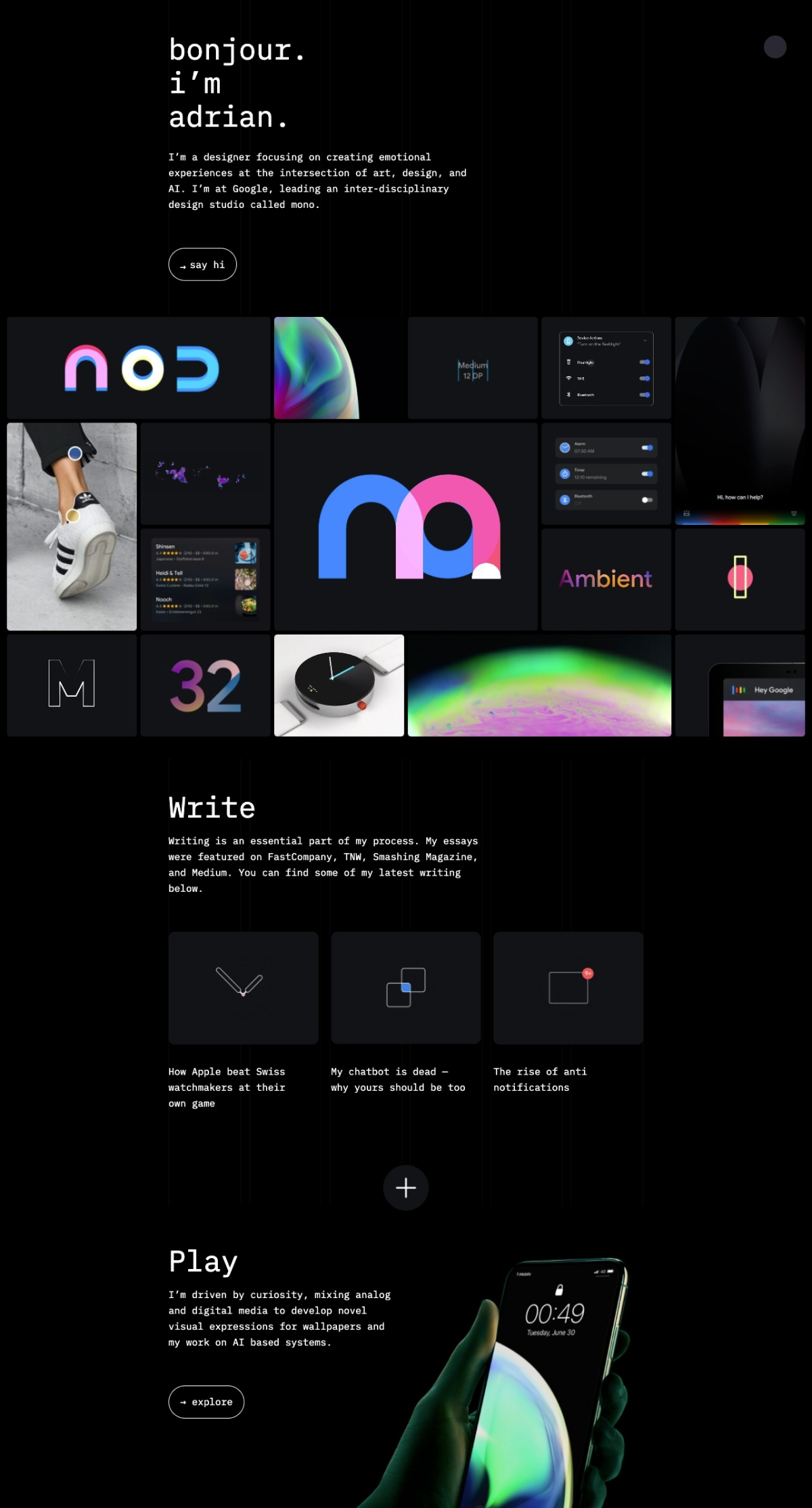 Adrian Zumbrunnen portfolio screenshot