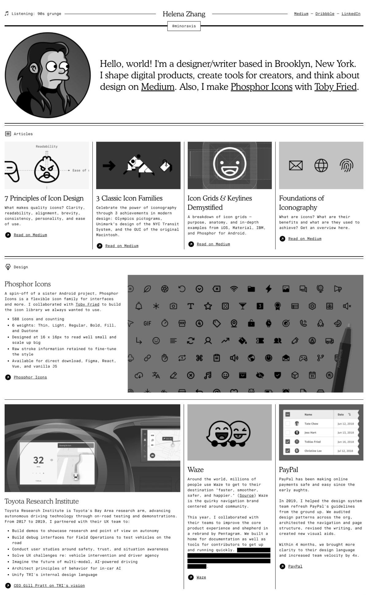 Helena Zhang portfolio screenshot