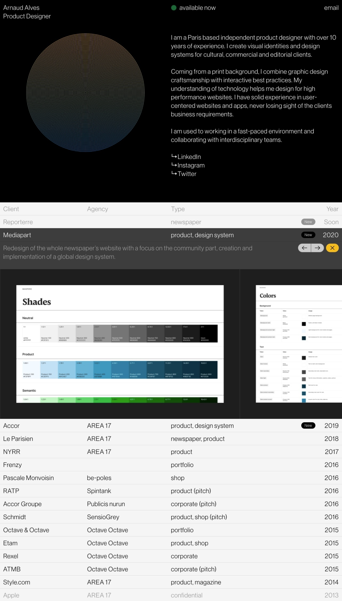 Arnaud Alves portfolio screenshot