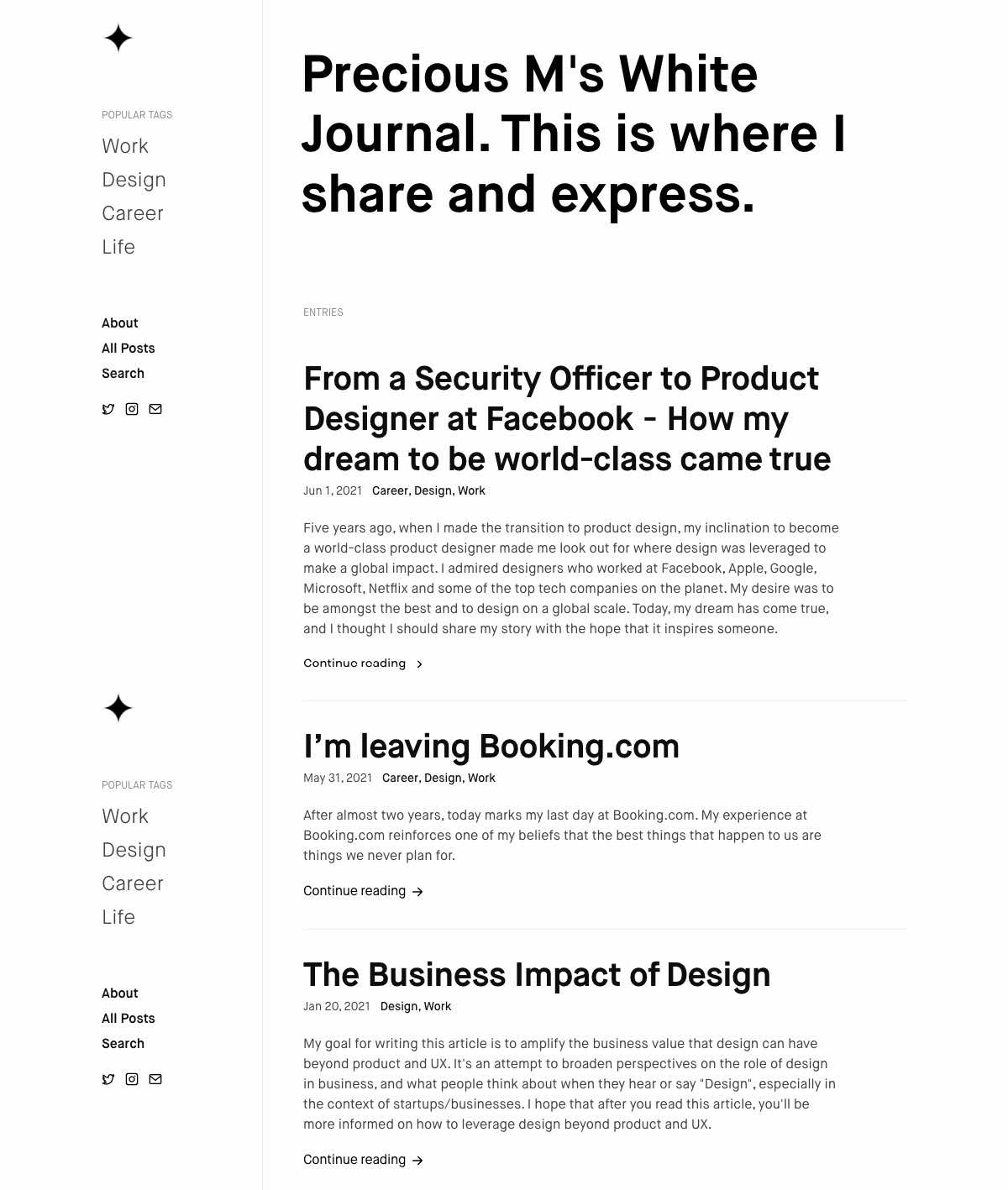 Precious M portfolio screenshot