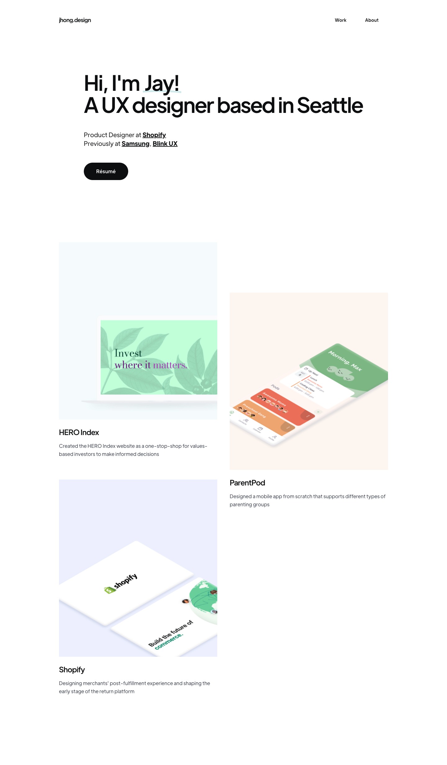 Jay Hong portfolio screenshot