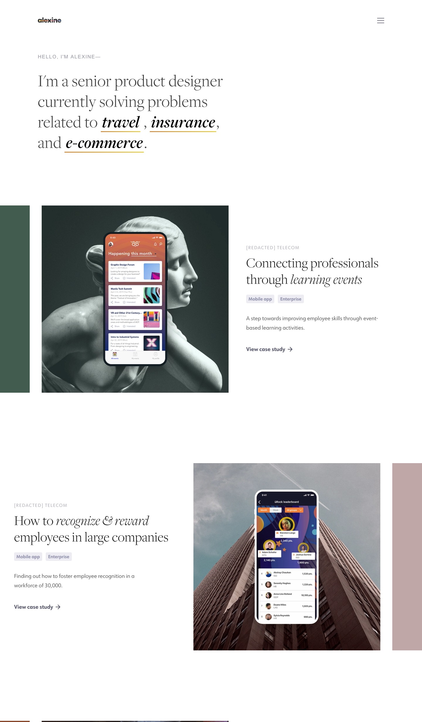 Alexine Beltran portfolio screenshot