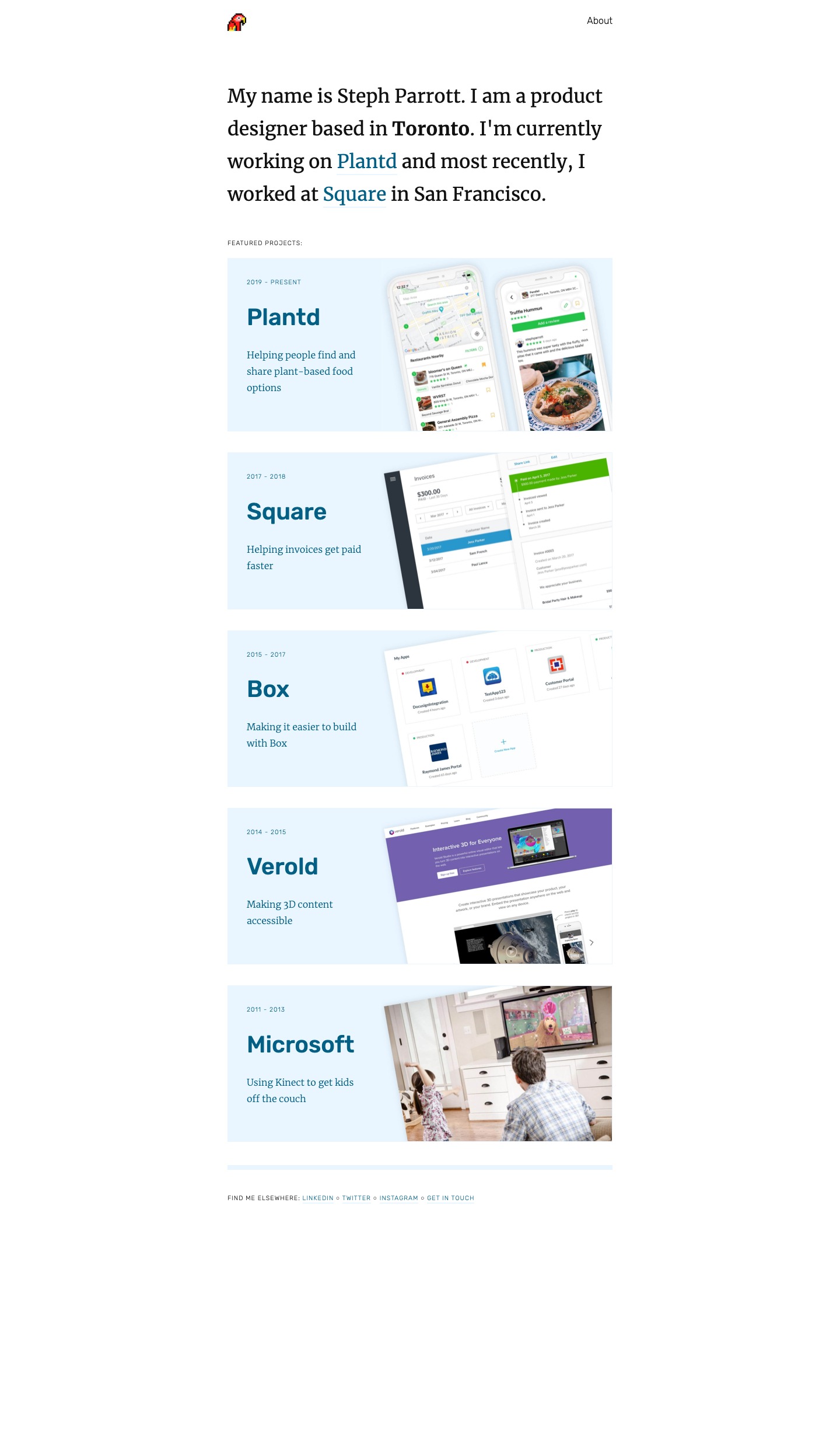 Steph Parrott portfolio screenshot