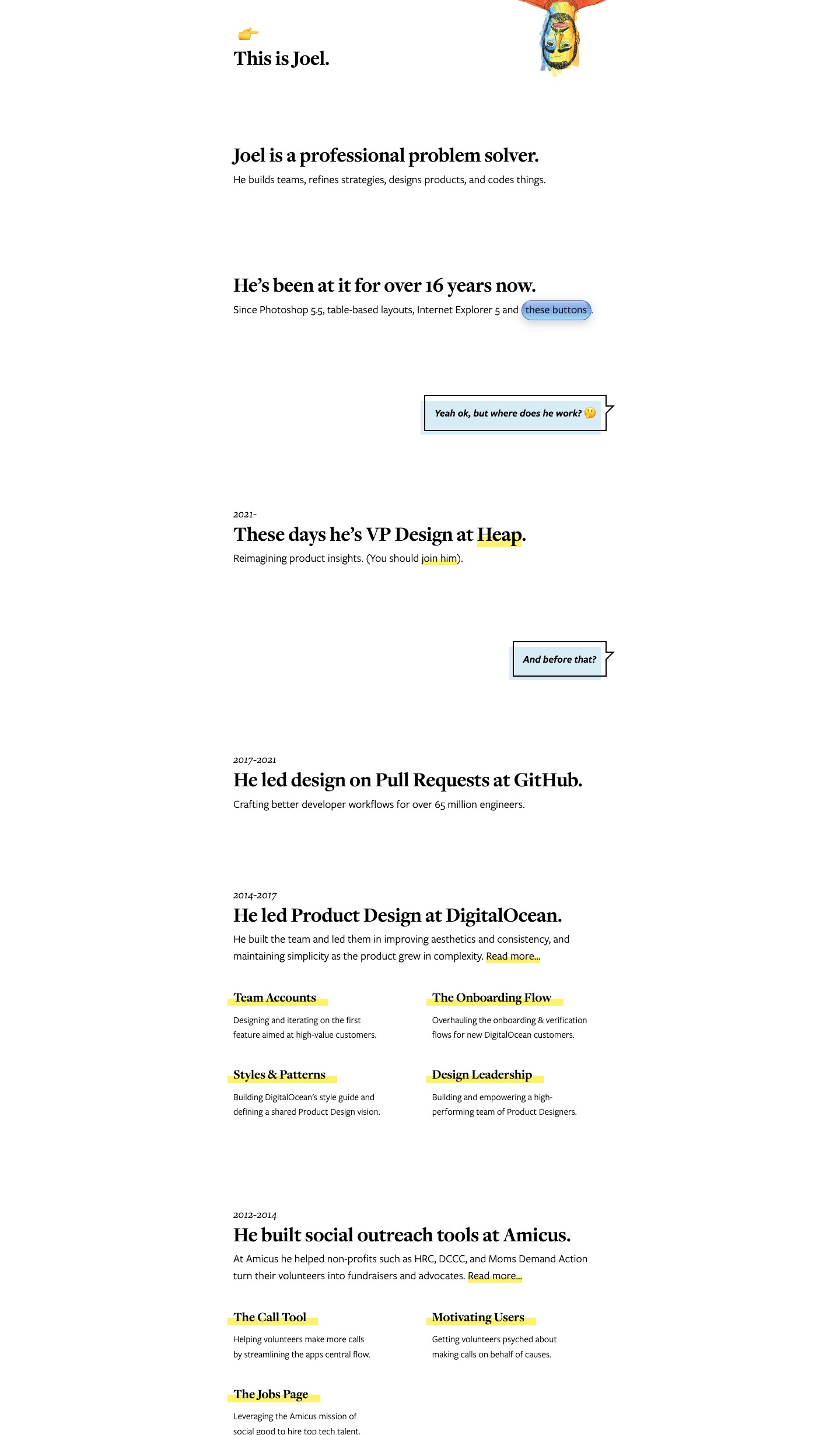 Joel Califa portfolio screenshot