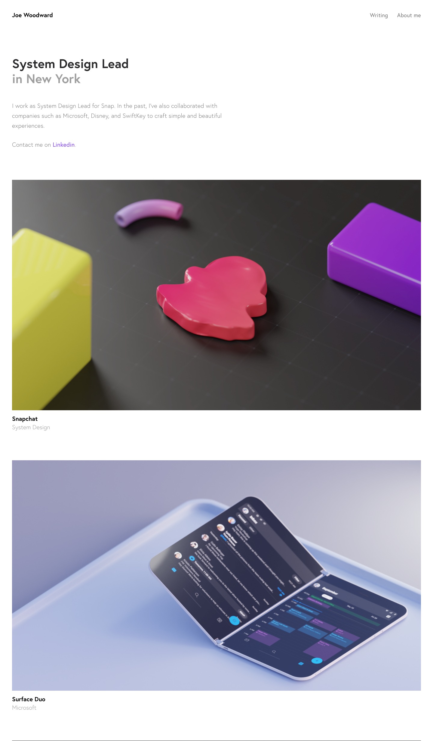 Joe portfolio screenshot