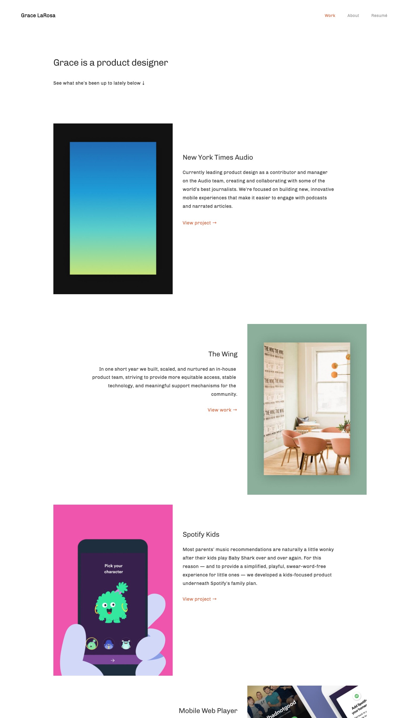 Grace LaRosa portfolio screenshot