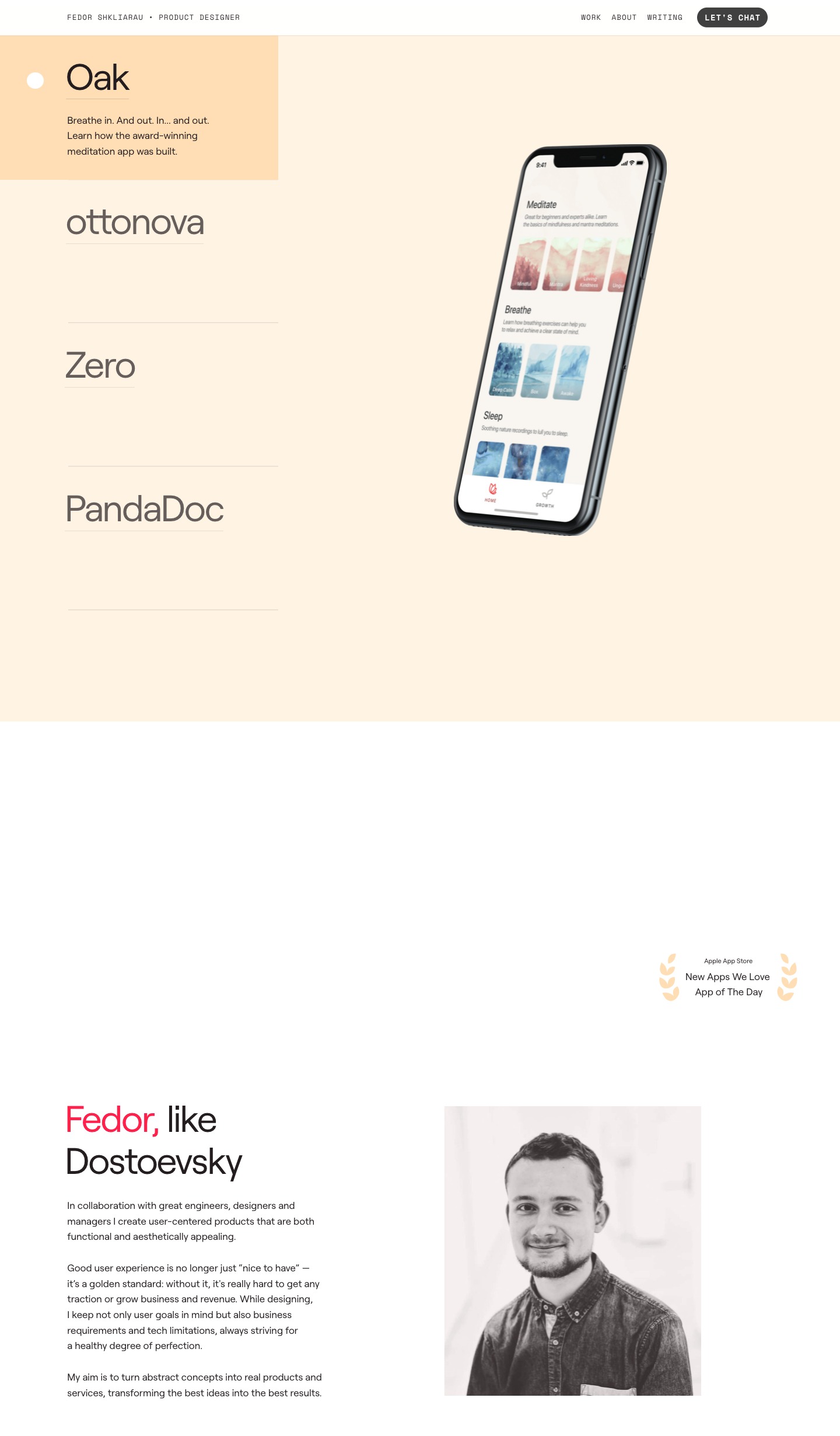 Fedor Shkliarau portfolio screenshot