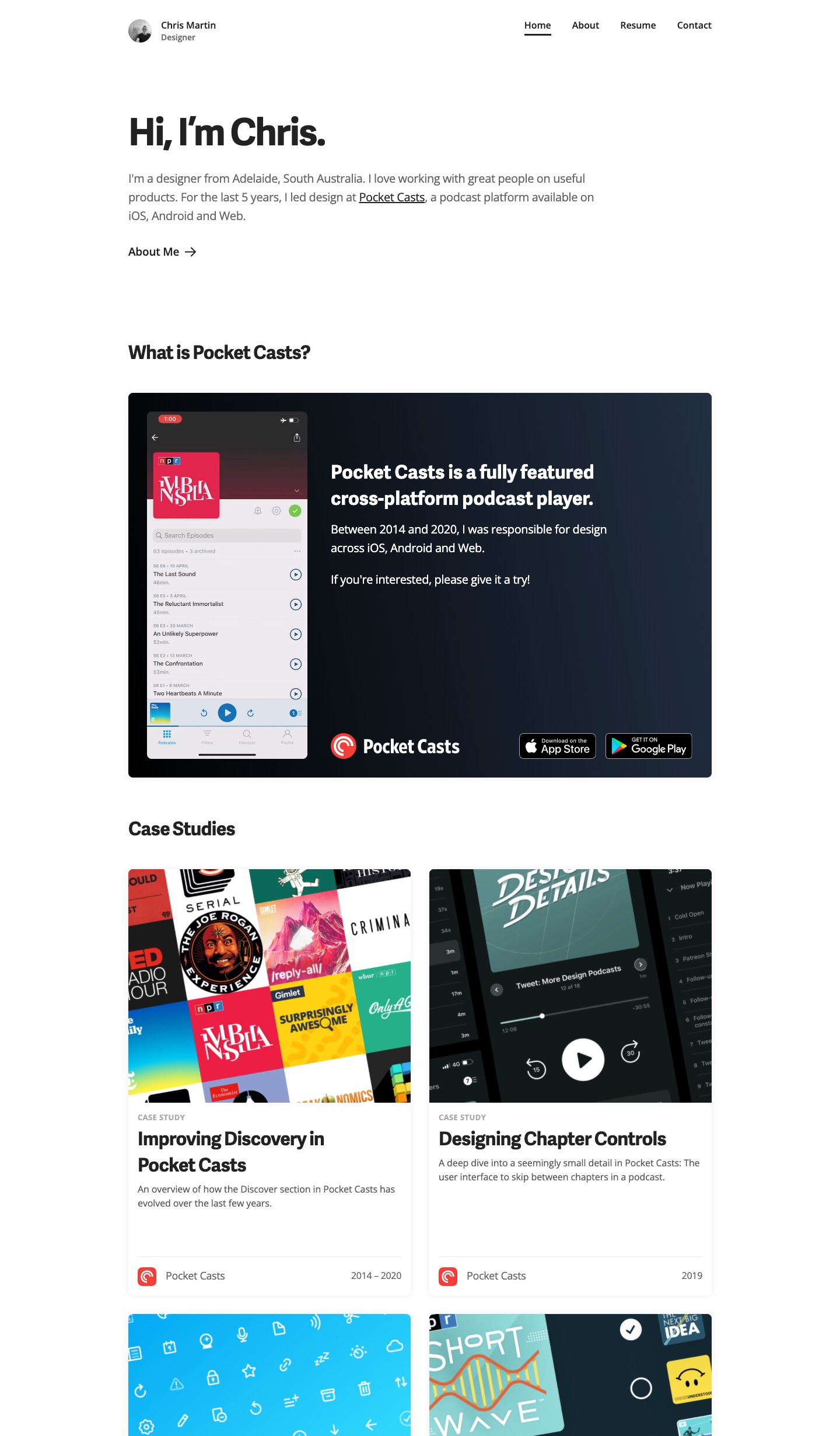 Chris Martin portfolio screenshot