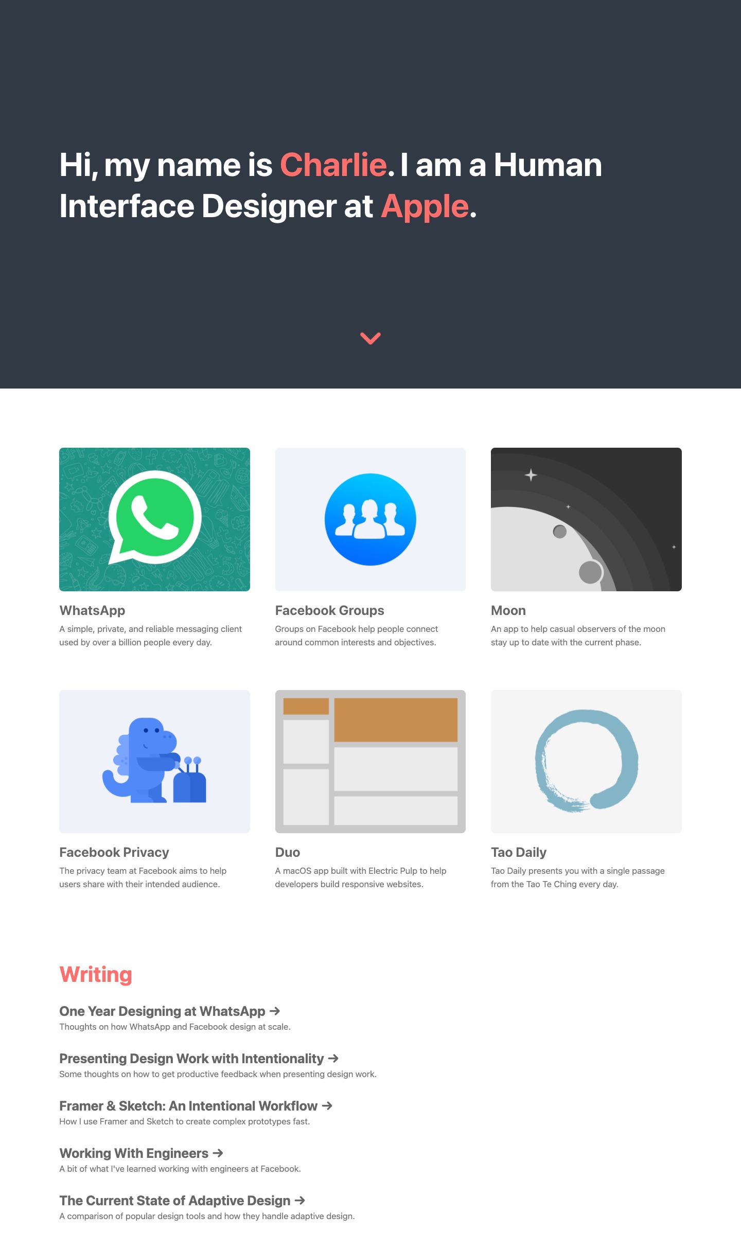 Charlie Deets portfolio screenshot