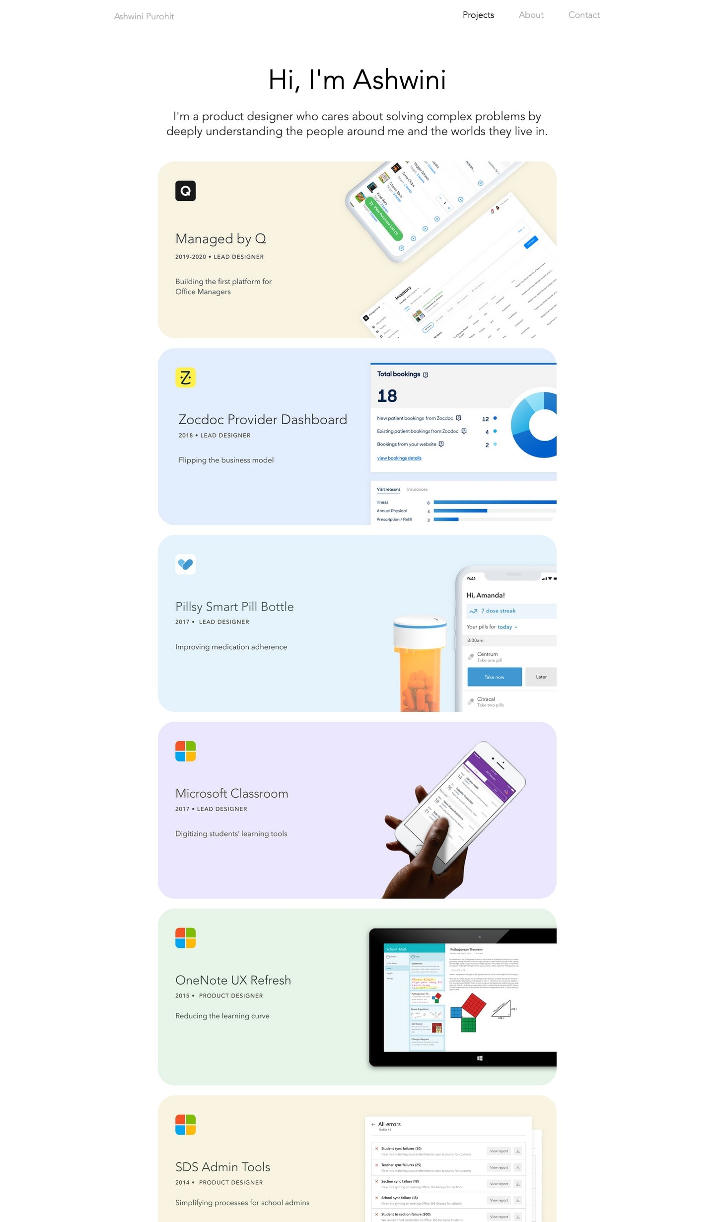 Ashwini Purohit portfolio screenshot