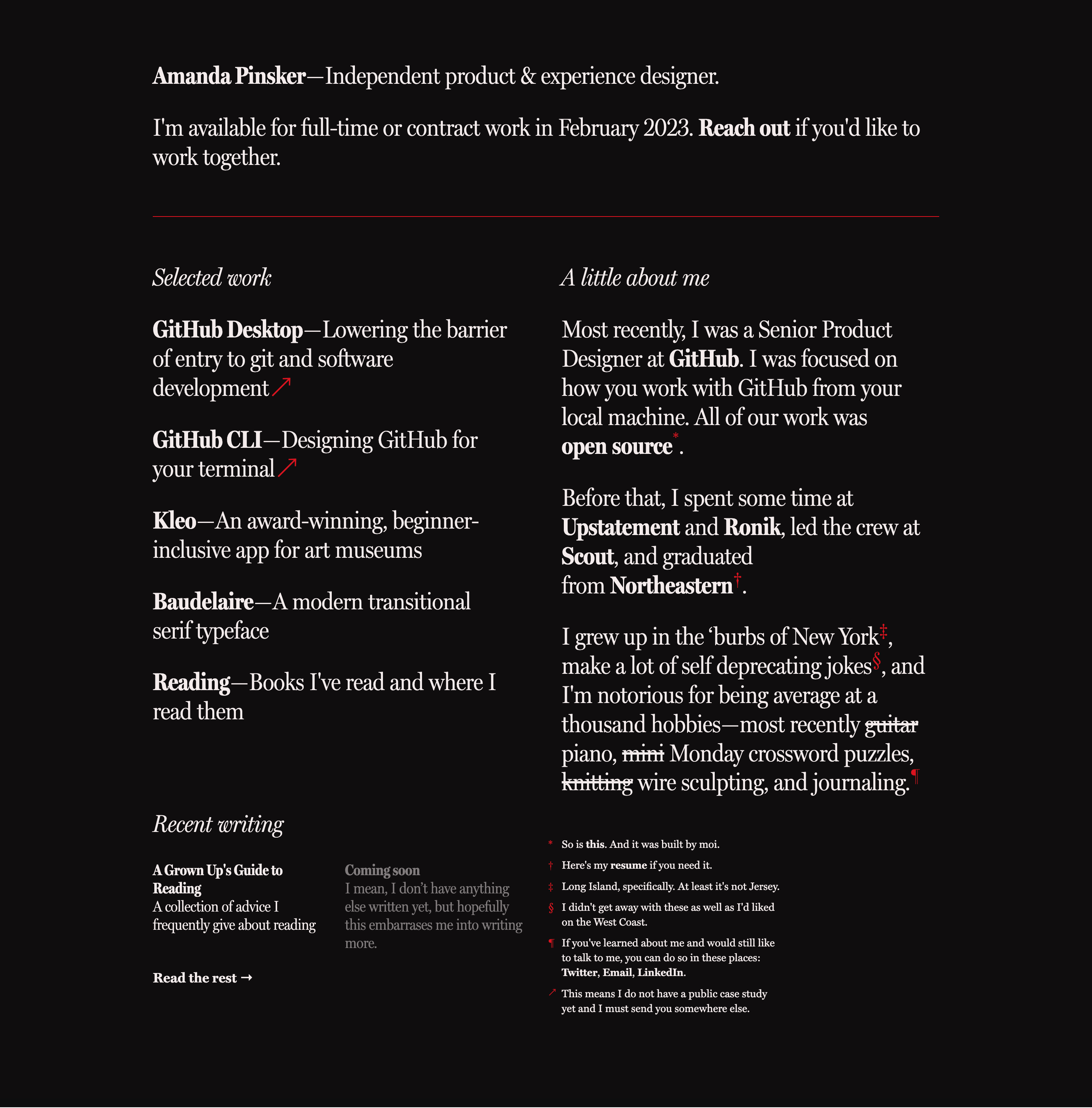 Amanda Pinsker portfolio screenshot