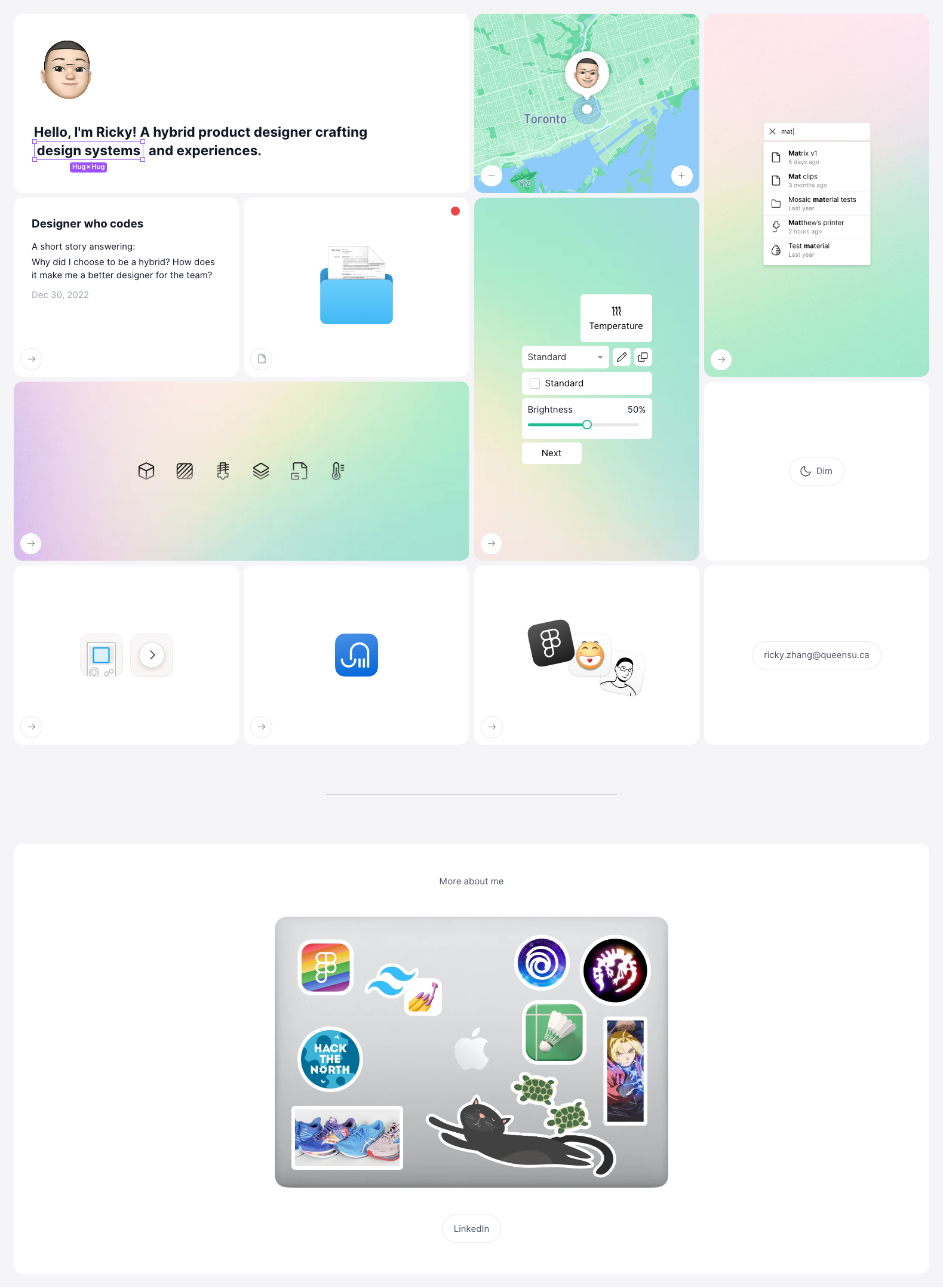 Ricky Zhang portfolio screenshot