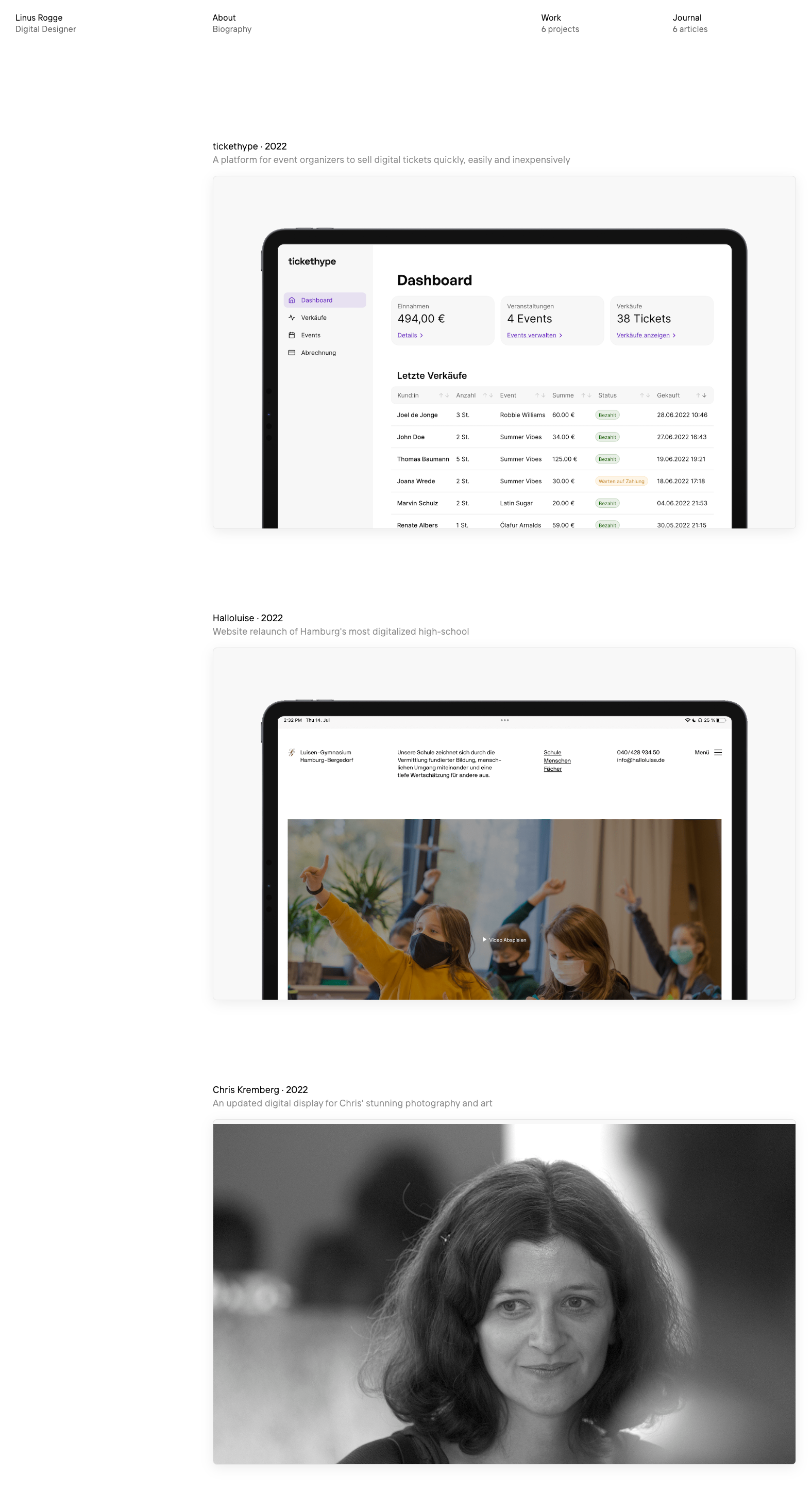 Linus Rogge portfolio screenshot