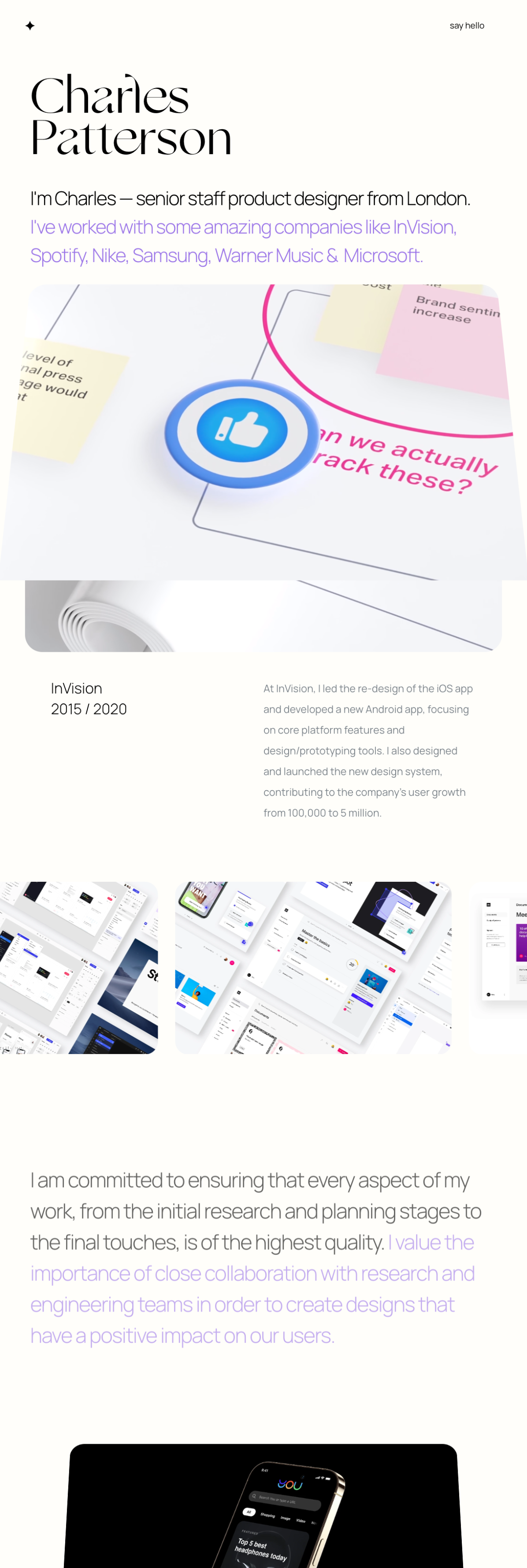 Charles Patterson portfolio screenshot