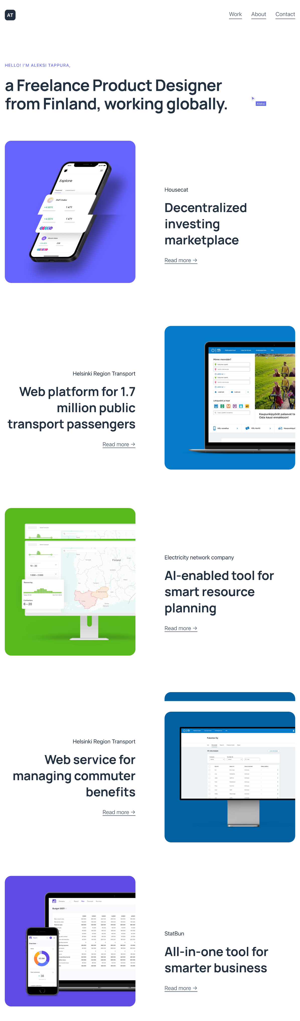 Aleksi Tappura portfolio screenshot