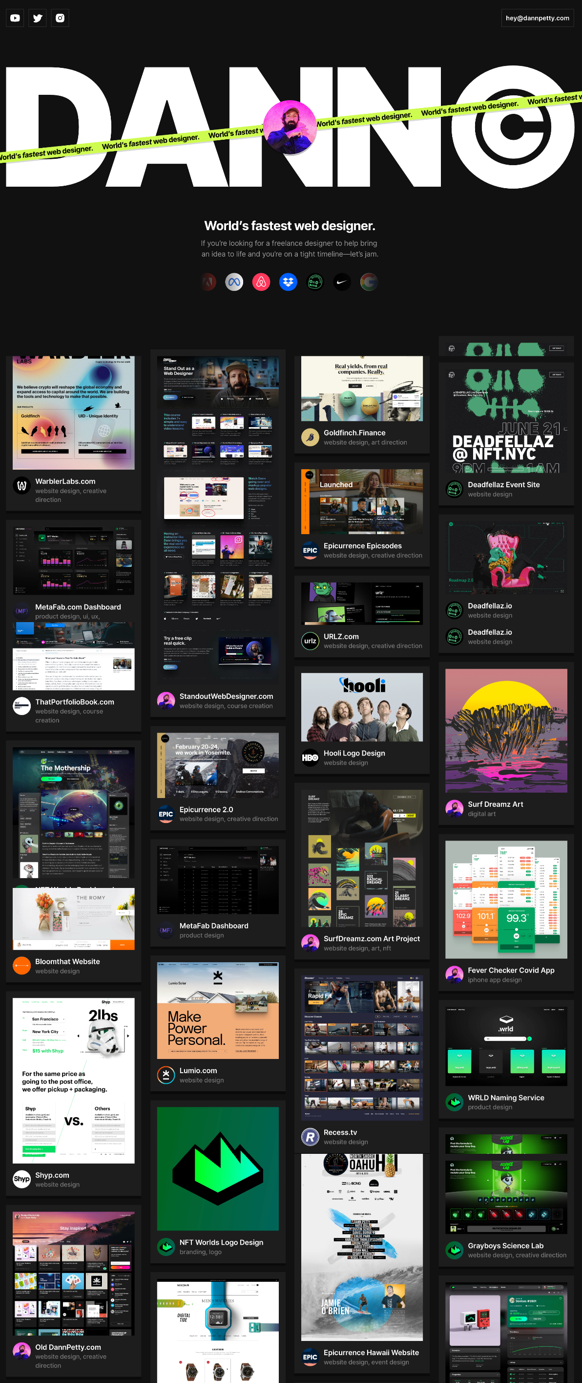 Dann Petty portfolio screenshot