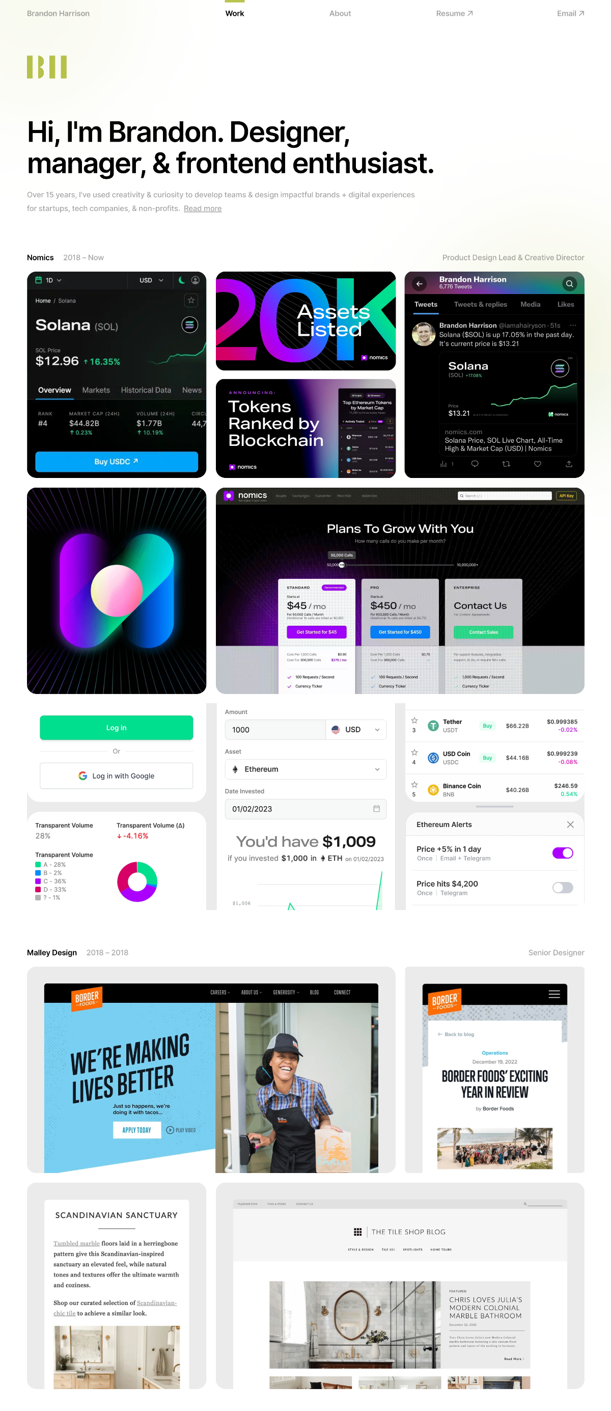 Brandon Harrison portfolio screenshot