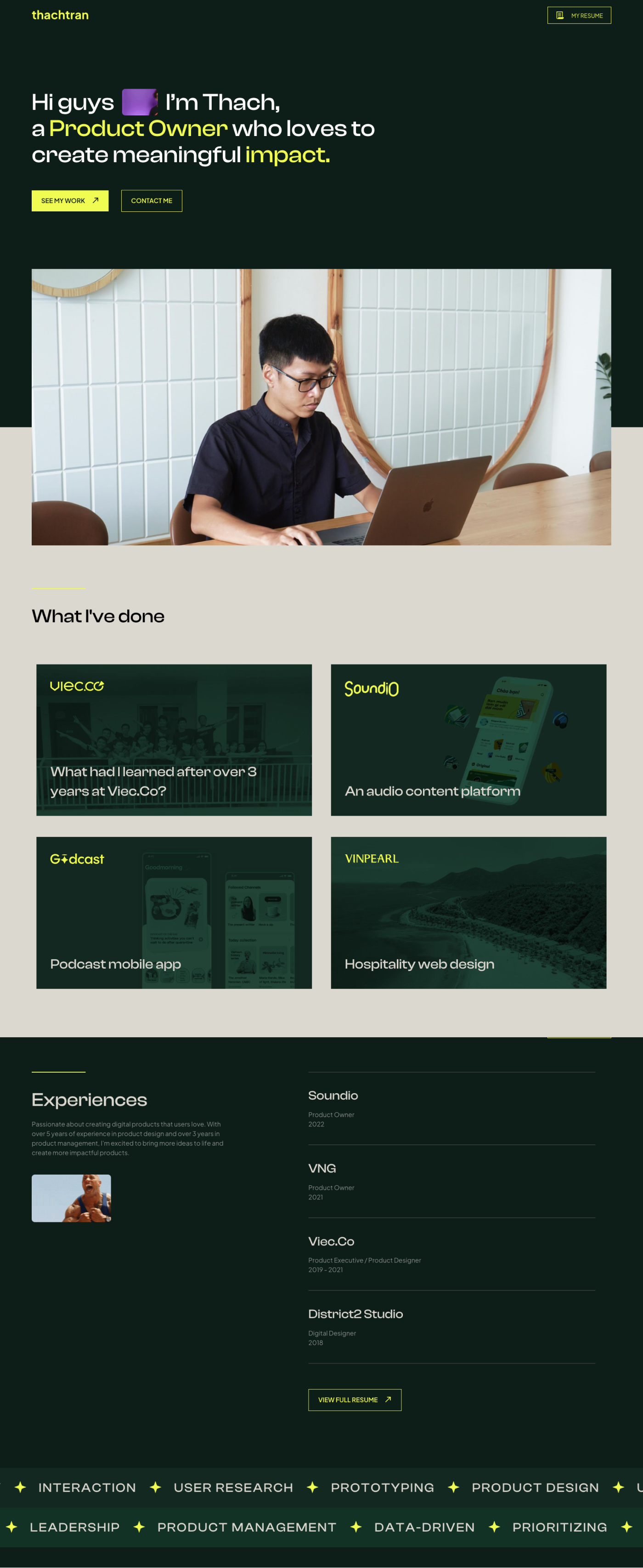 Thach Tran portfolio screenshot