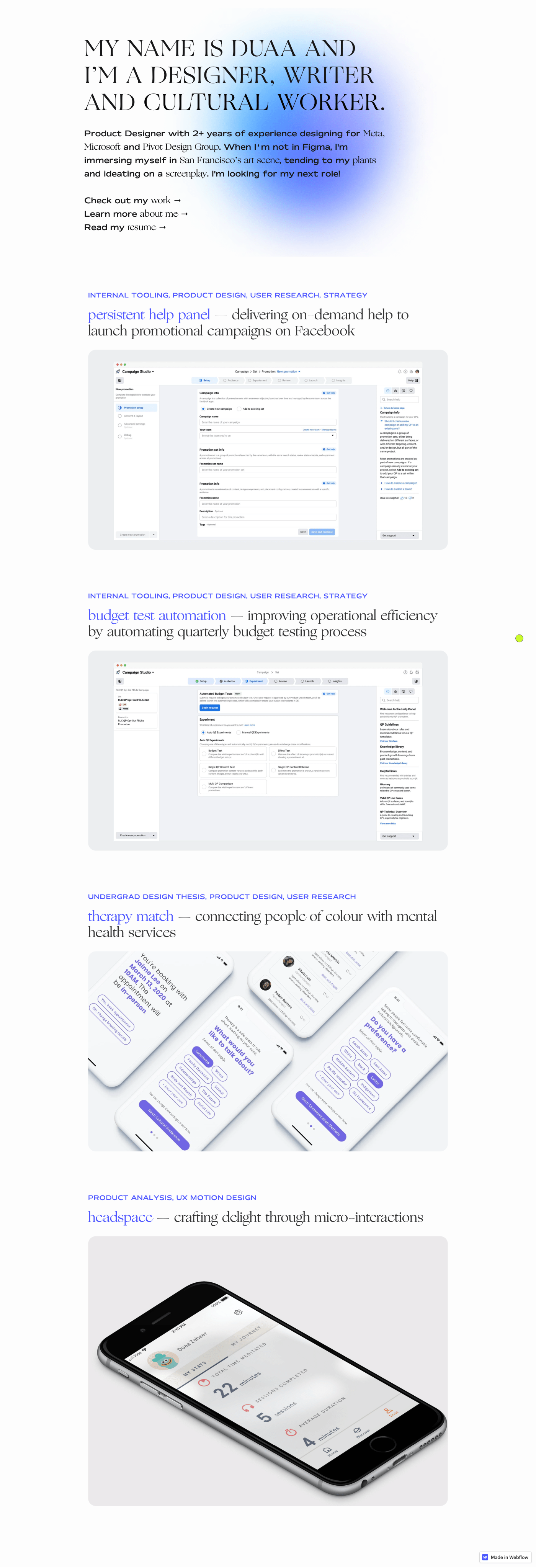 Duaa Zaheer portfolio screenshot