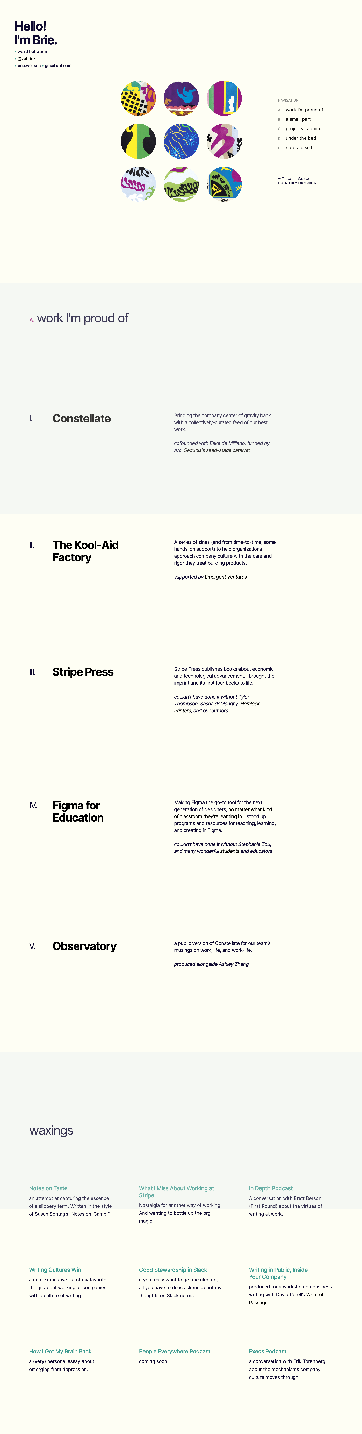 Brie Wolfson portfolio screenshot