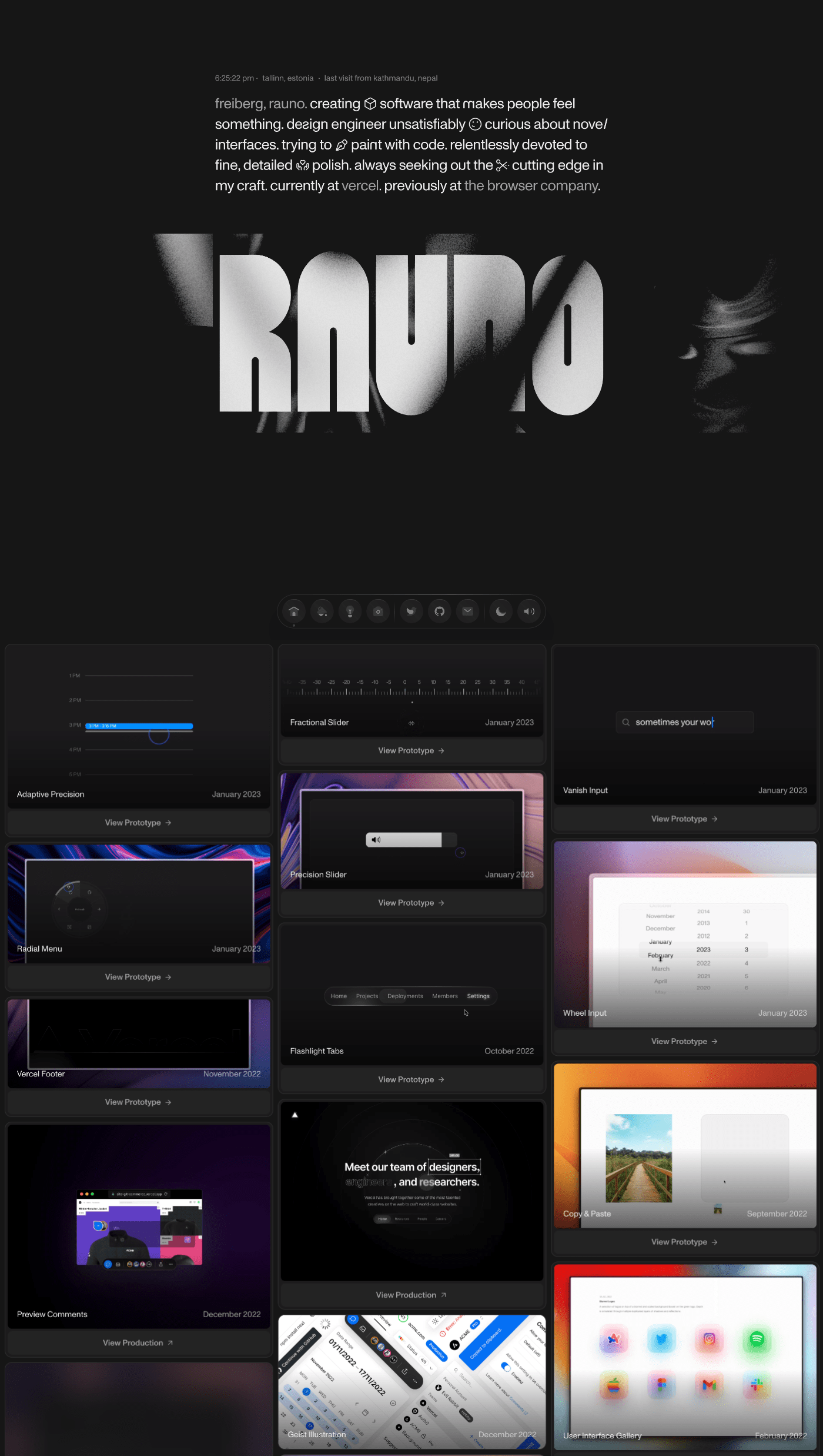 Rauno Freiberg portfolio screenshot