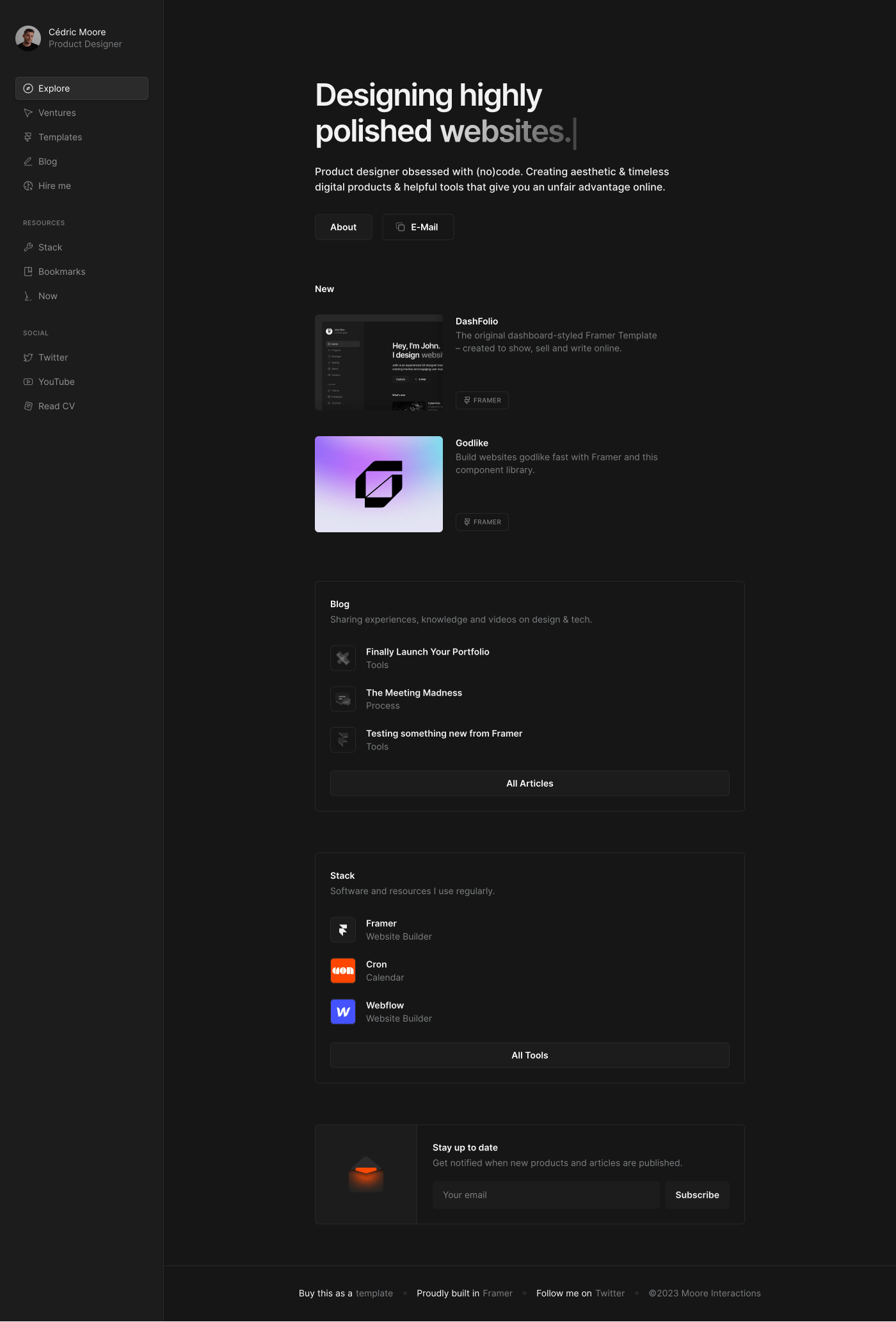 Cédric Moore portfolio screenshot