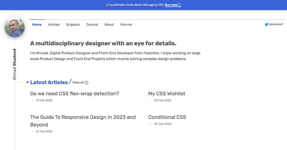 Ahmad Shadeed - Software Developer Portfolio Inspiration