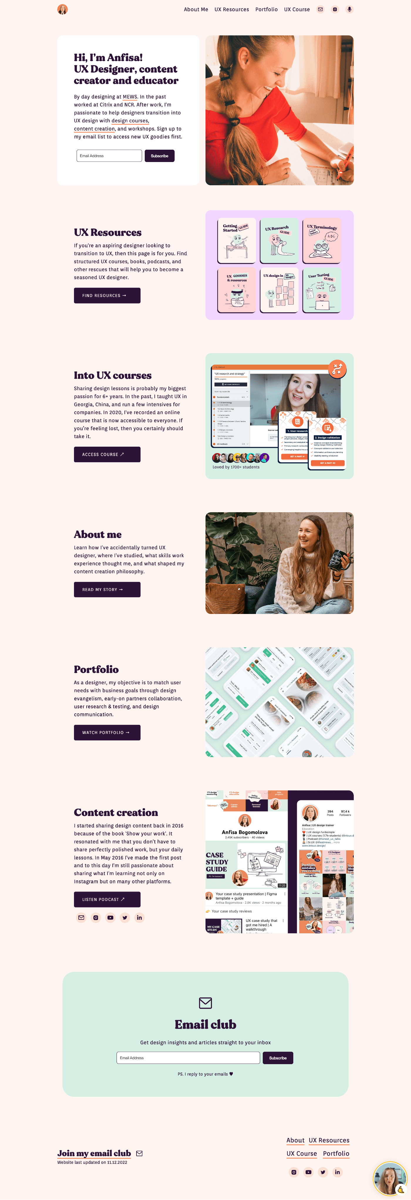 Anfisa portfolio screenshot