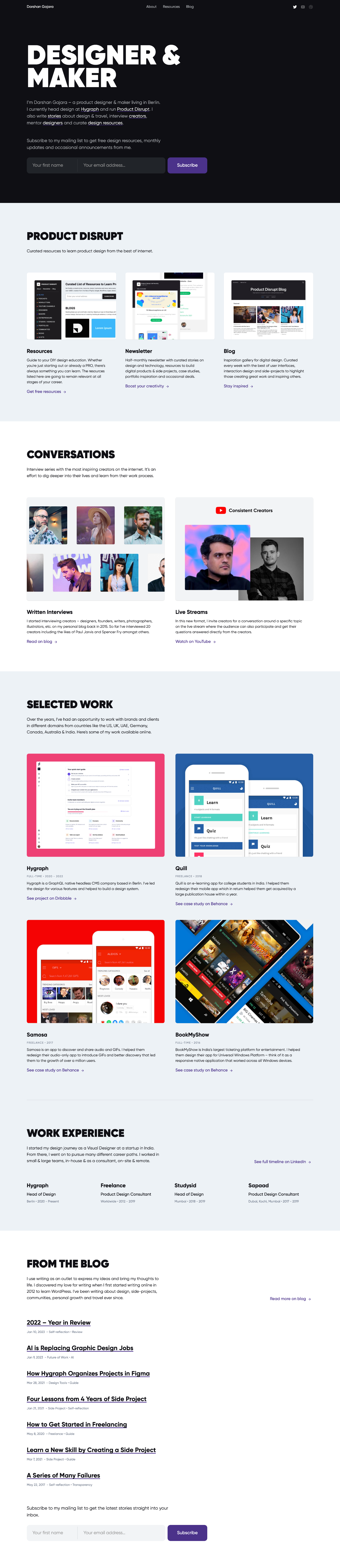 Darshan Gajara portfolio screenshot