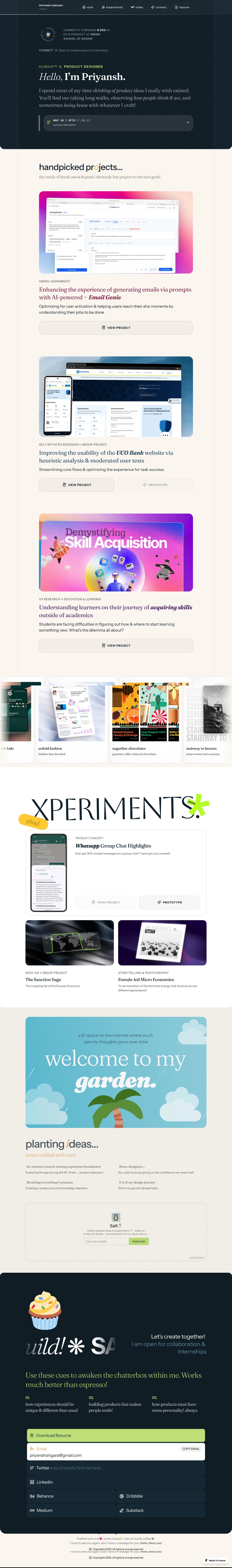 Priyansh Singara portfolio screenshot