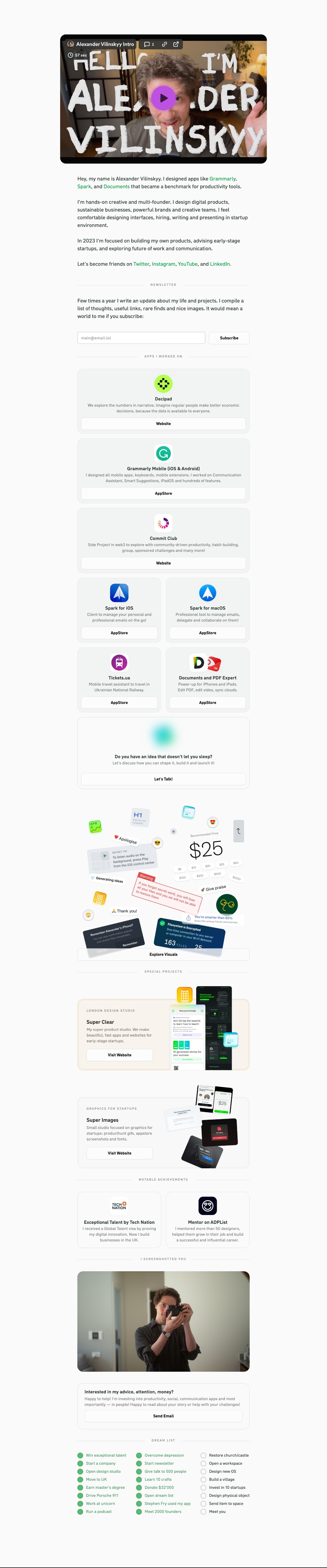 Alexander Vilinskyy portfolio screenshot