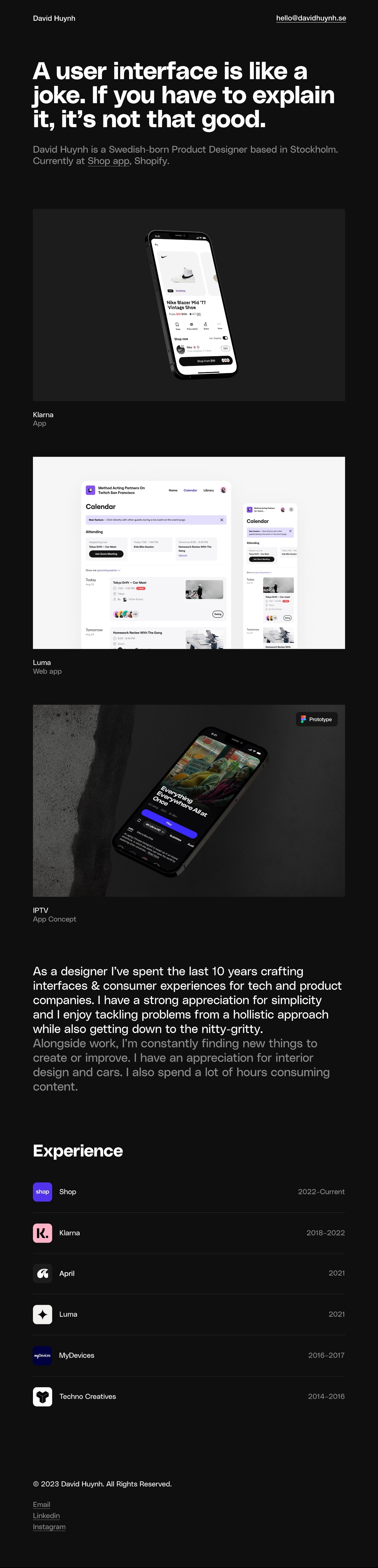 David Huynh portfolio screenshot